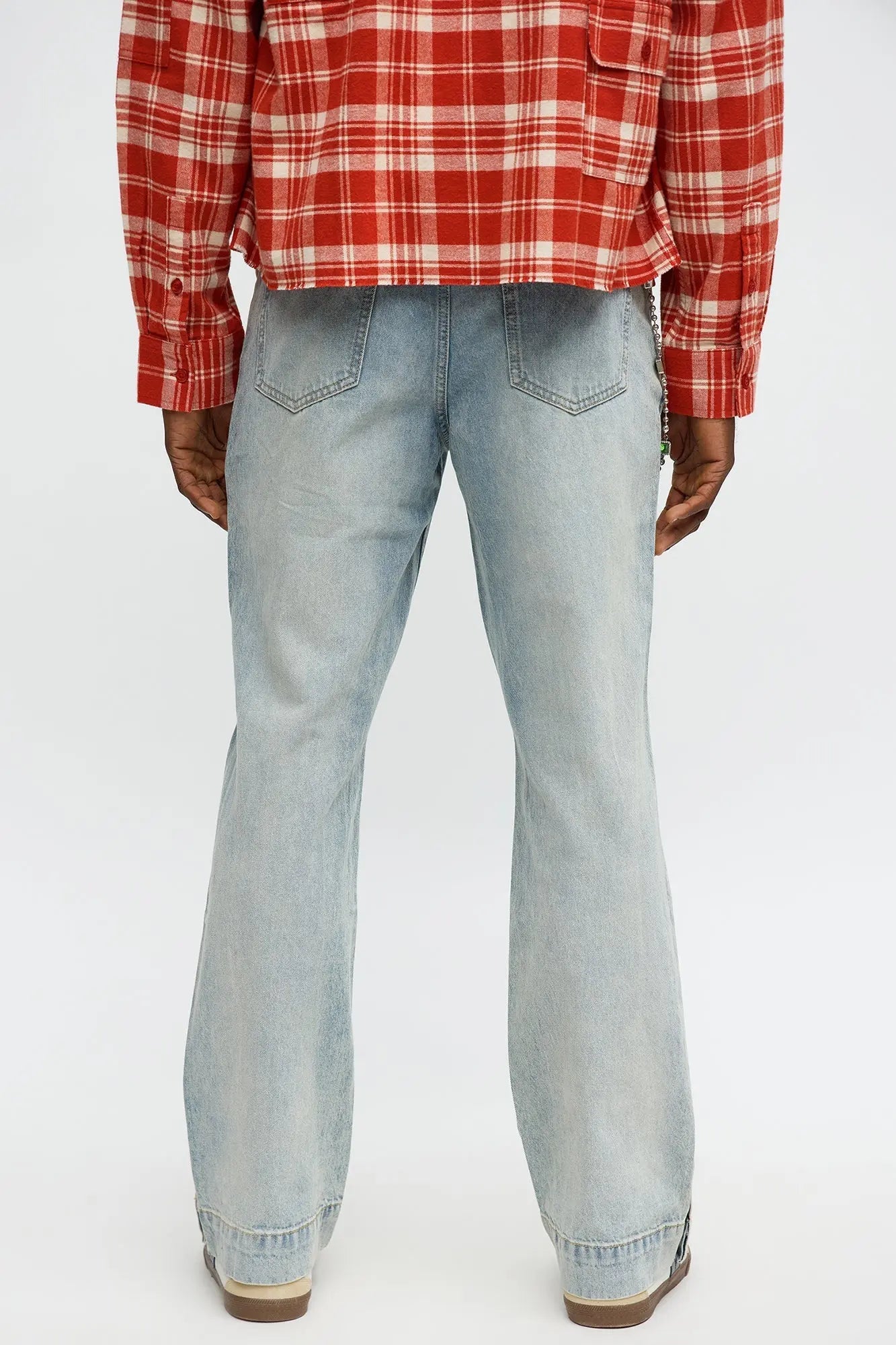 Straight Flare Snapped In Jean - Vintage Blue Wash