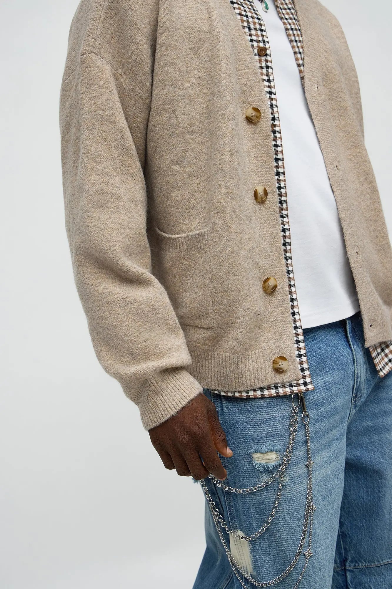 Cropped Harbor Ash Cardigan - Taupe