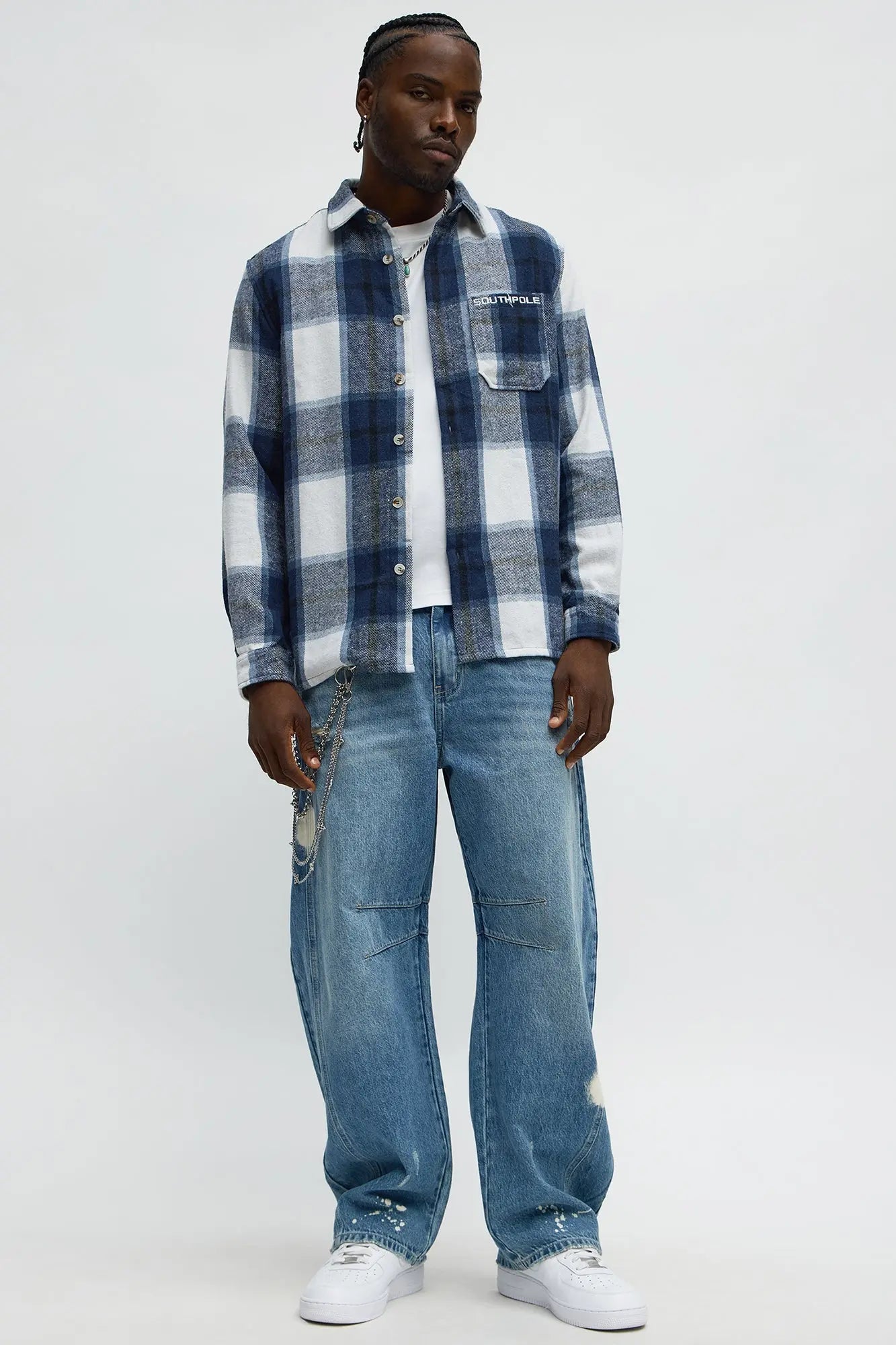 Southpole Long Sleeve Button Up Shirt - Navy
