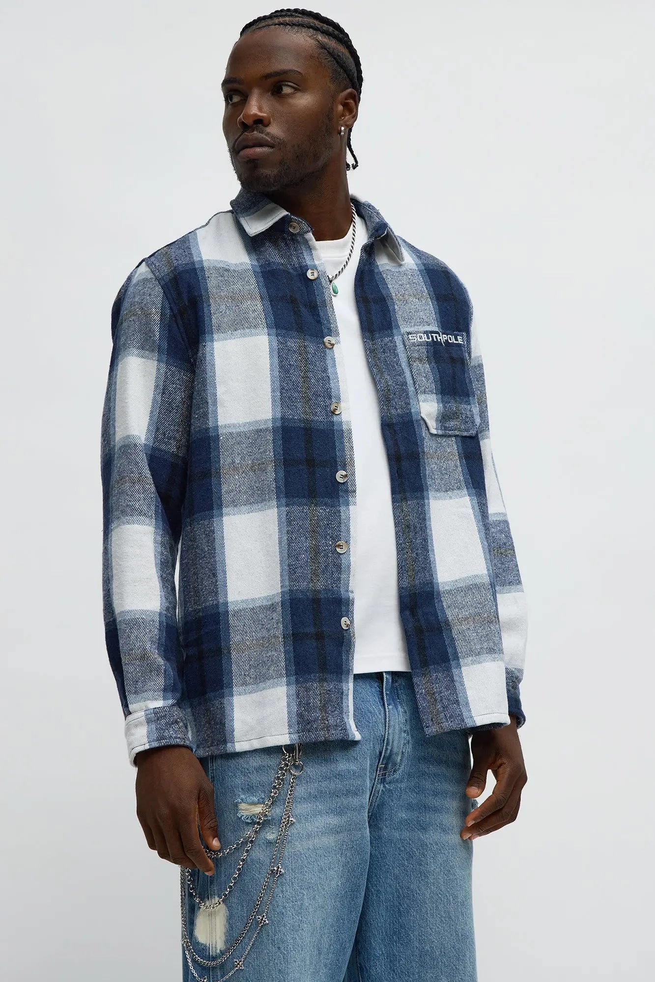 Southpole Long Sleeve Button Up Shirt - Navy