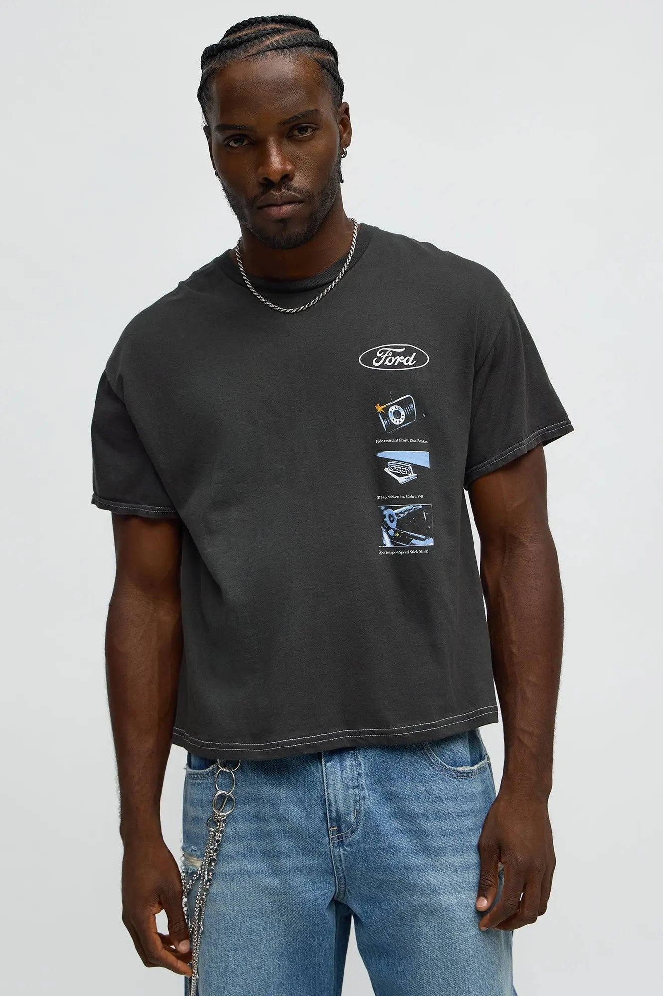 Ford Mustang 66 Boxy Short Sleeve Tee - Black Wash