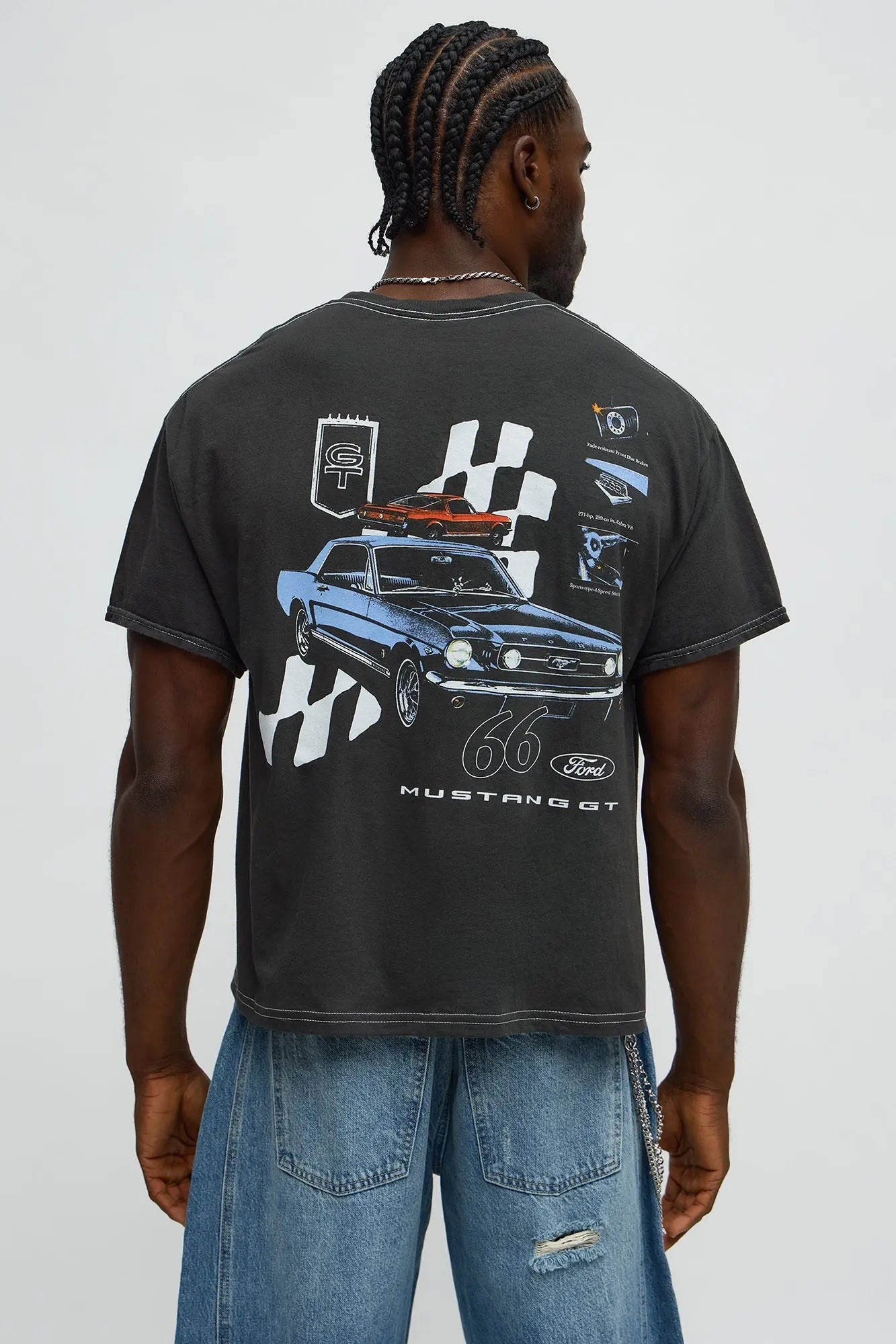 Ford Mustang 66 Boxy Short Sleeve Tee - Black Wash