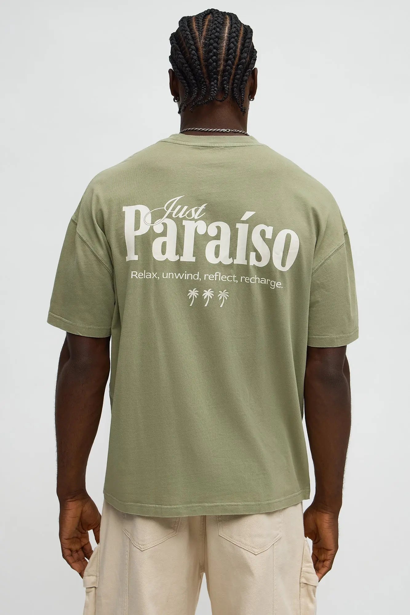 Just Paradise Oversized Short Sleeve Tee - Olive