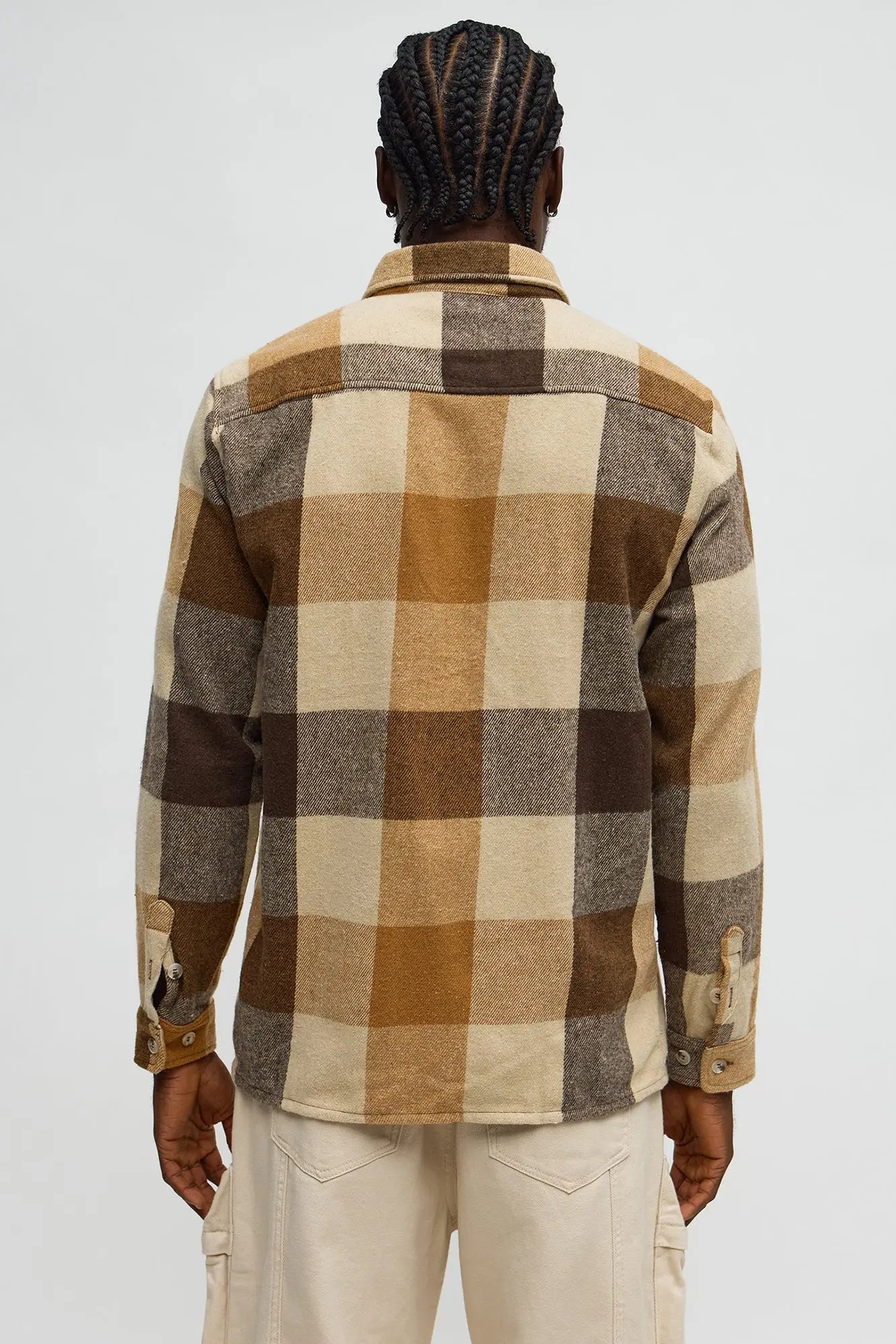 Southpole Plaid Long Sleeve Button Up Shirt - Khaki