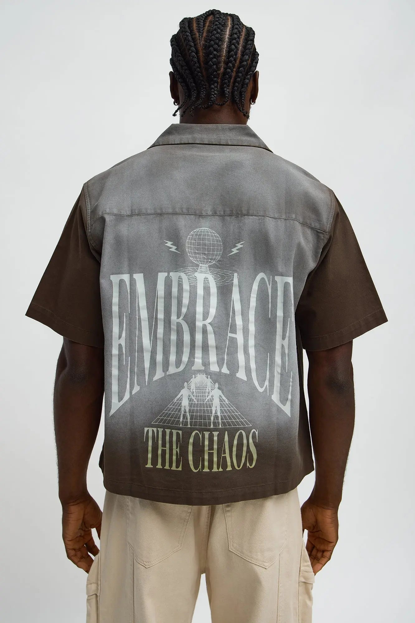 Embrace Washed Fabric Button Up - Brown