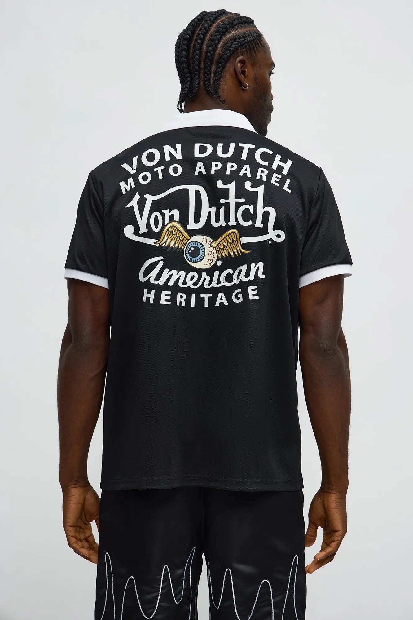 Von Dutch Patch Graphic Polo Jersey - Black/White