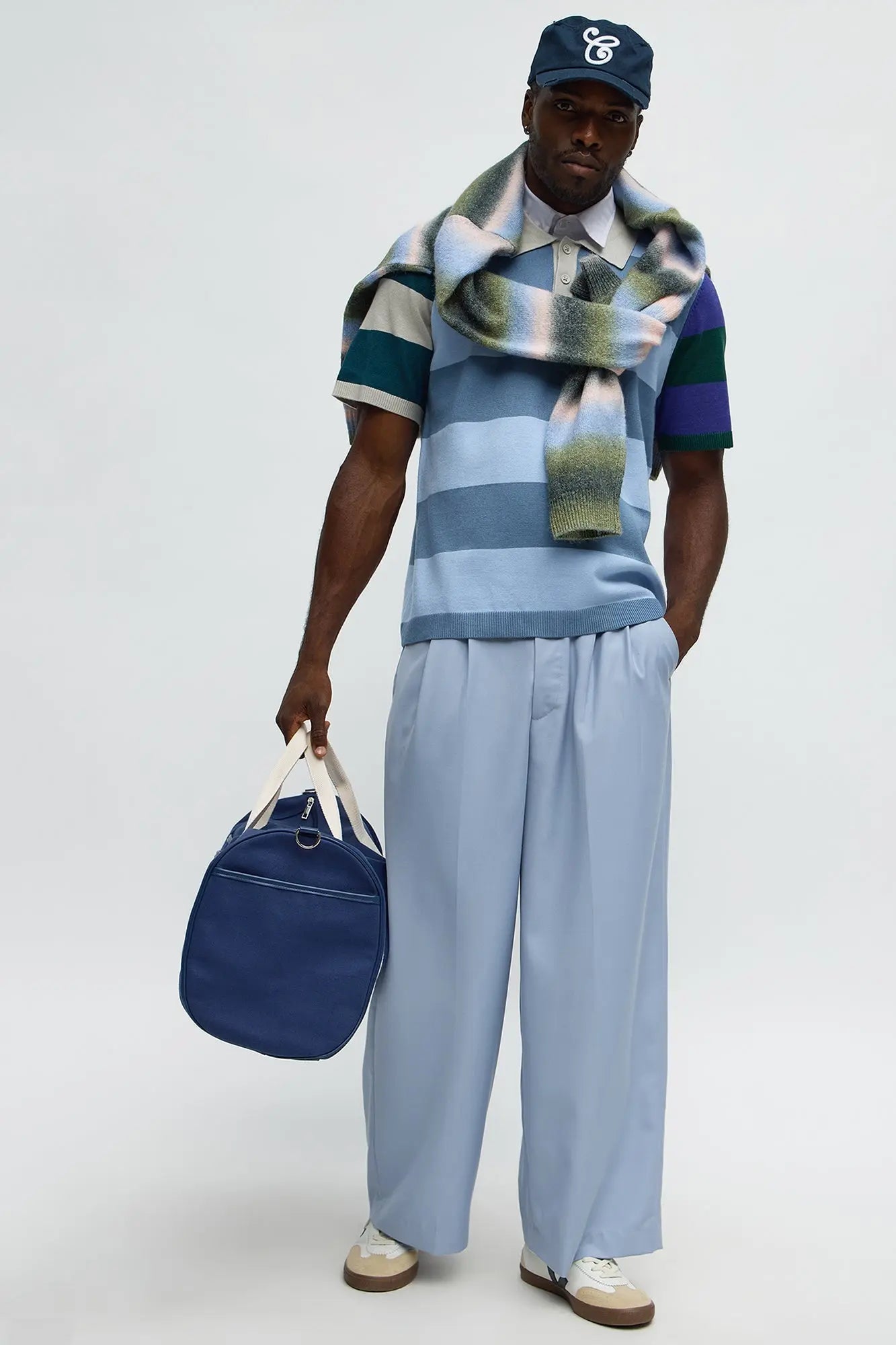 Relaxed Multi Color Dreamer Knitted Polo - Blue/combo