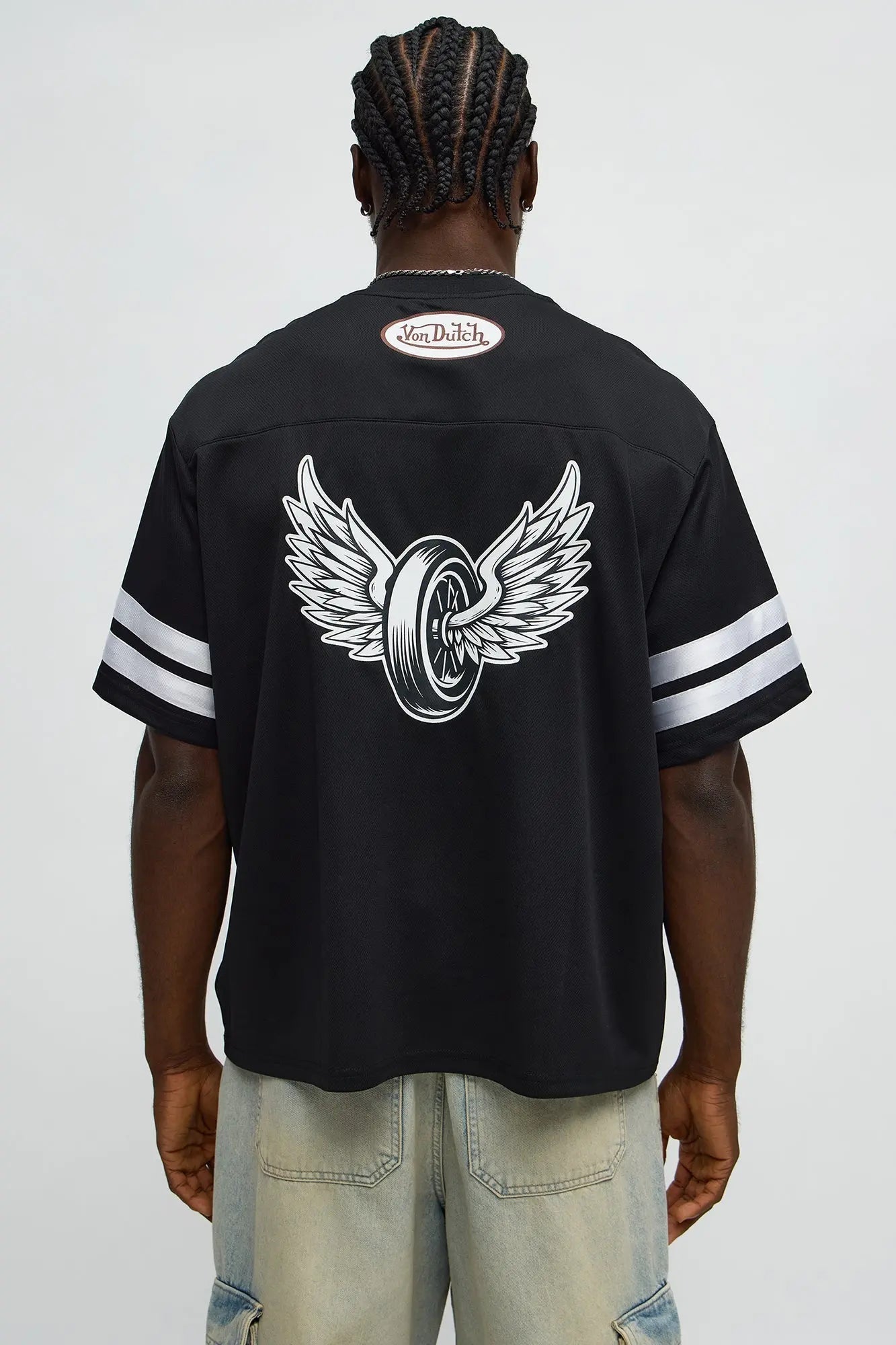 Von Dutch Flying High V Neck Tee - Black/combo