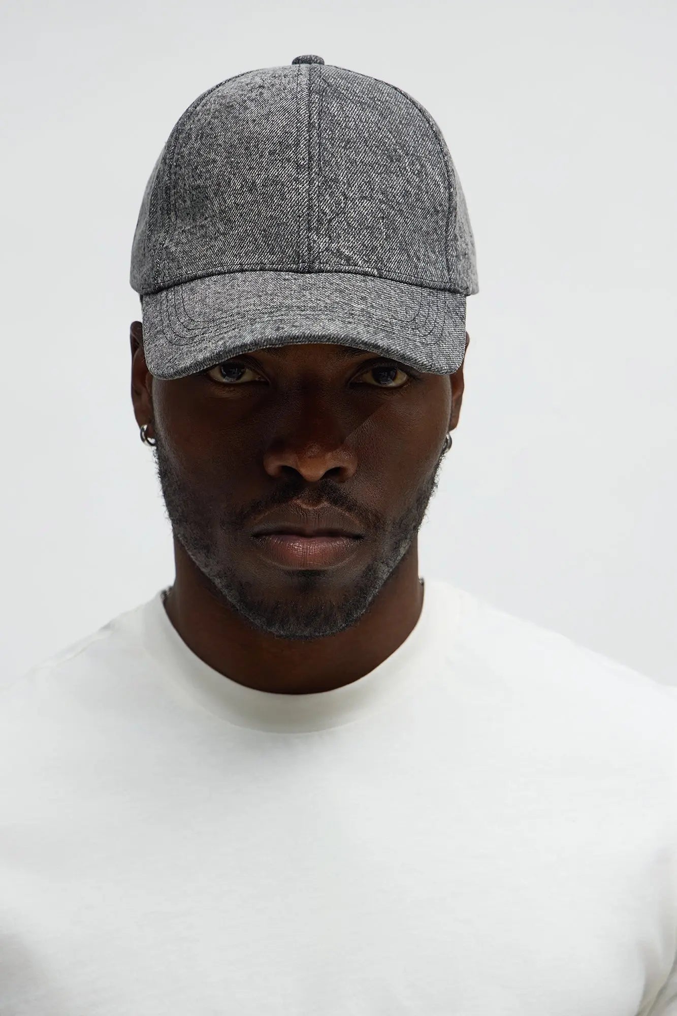 Washed Denim Baseball Hat - Dark Grey