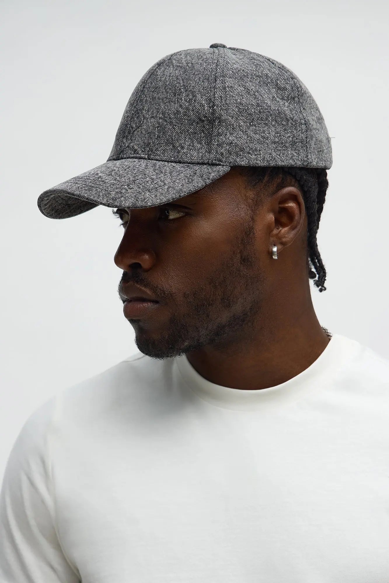 Washed Denim Baseball Hat - Dark Grey