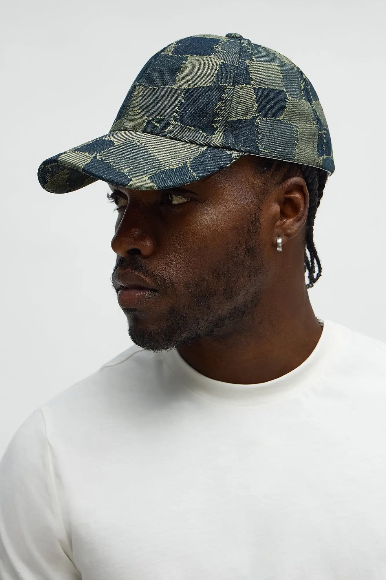 Patterned Denim Baseball Hat - Denim