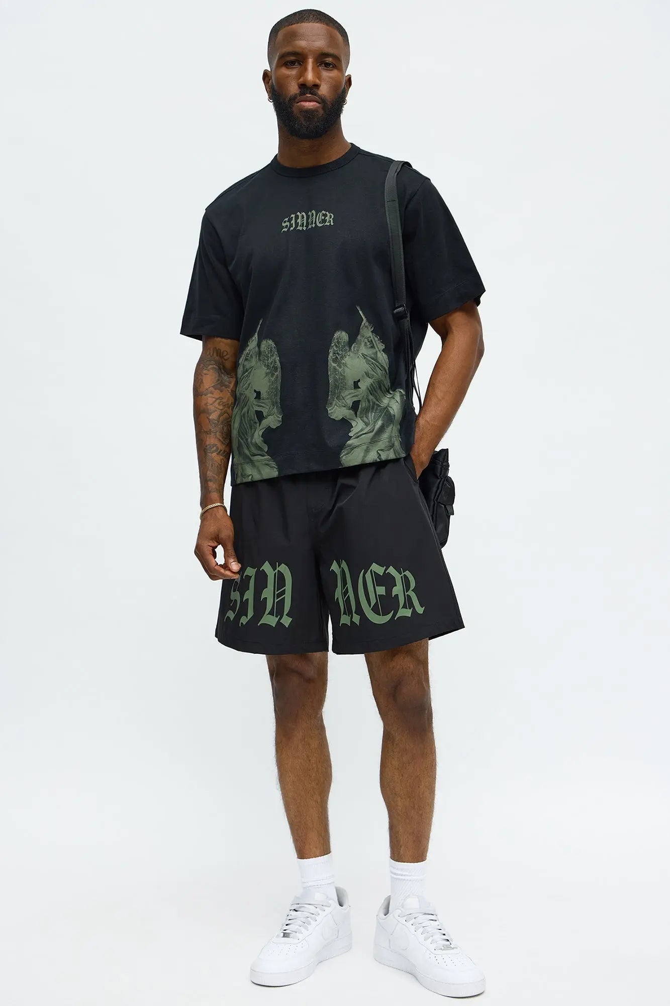 Sinner Front Back Tee - Black