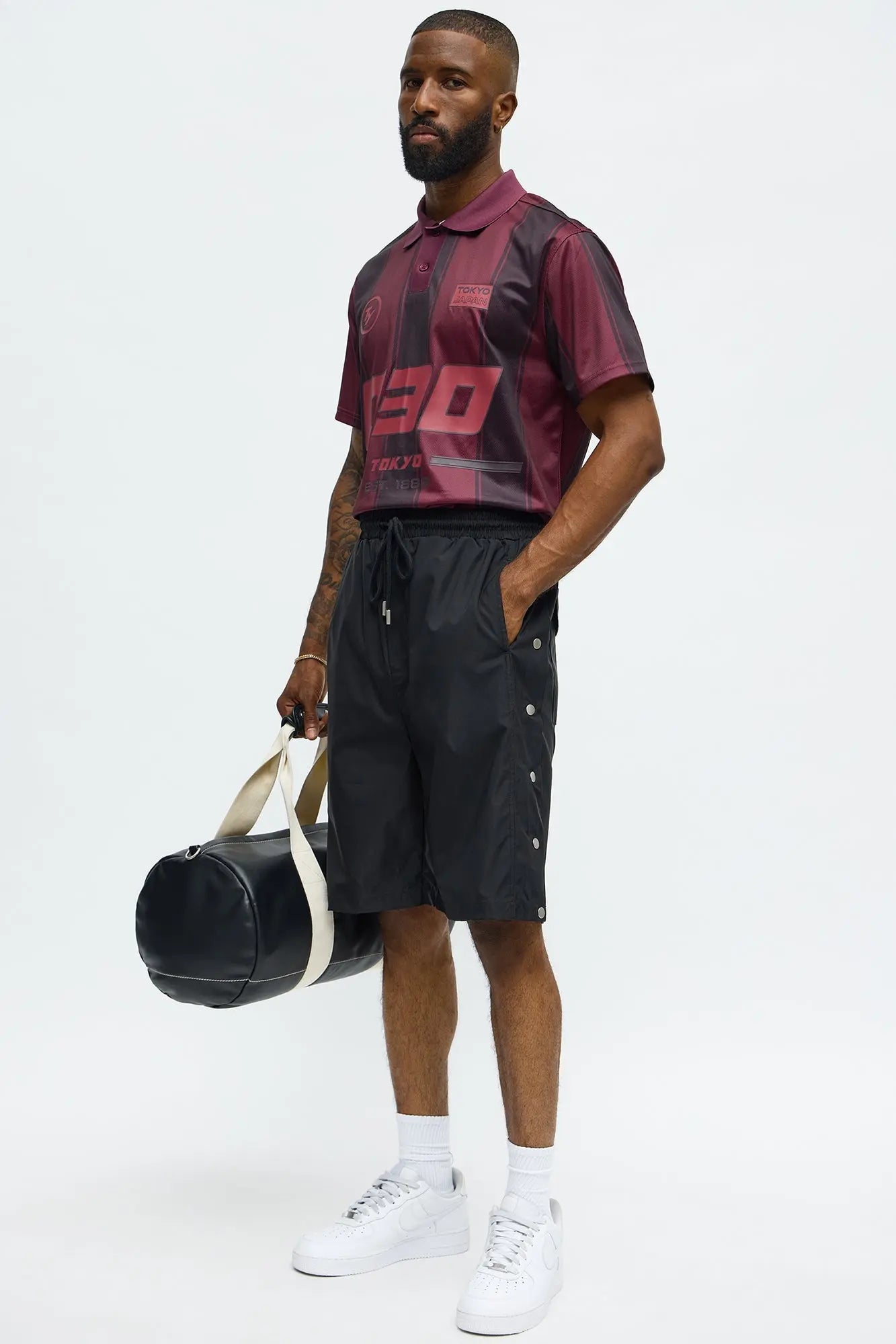Baggy Lose Control Snap Button Short - Black