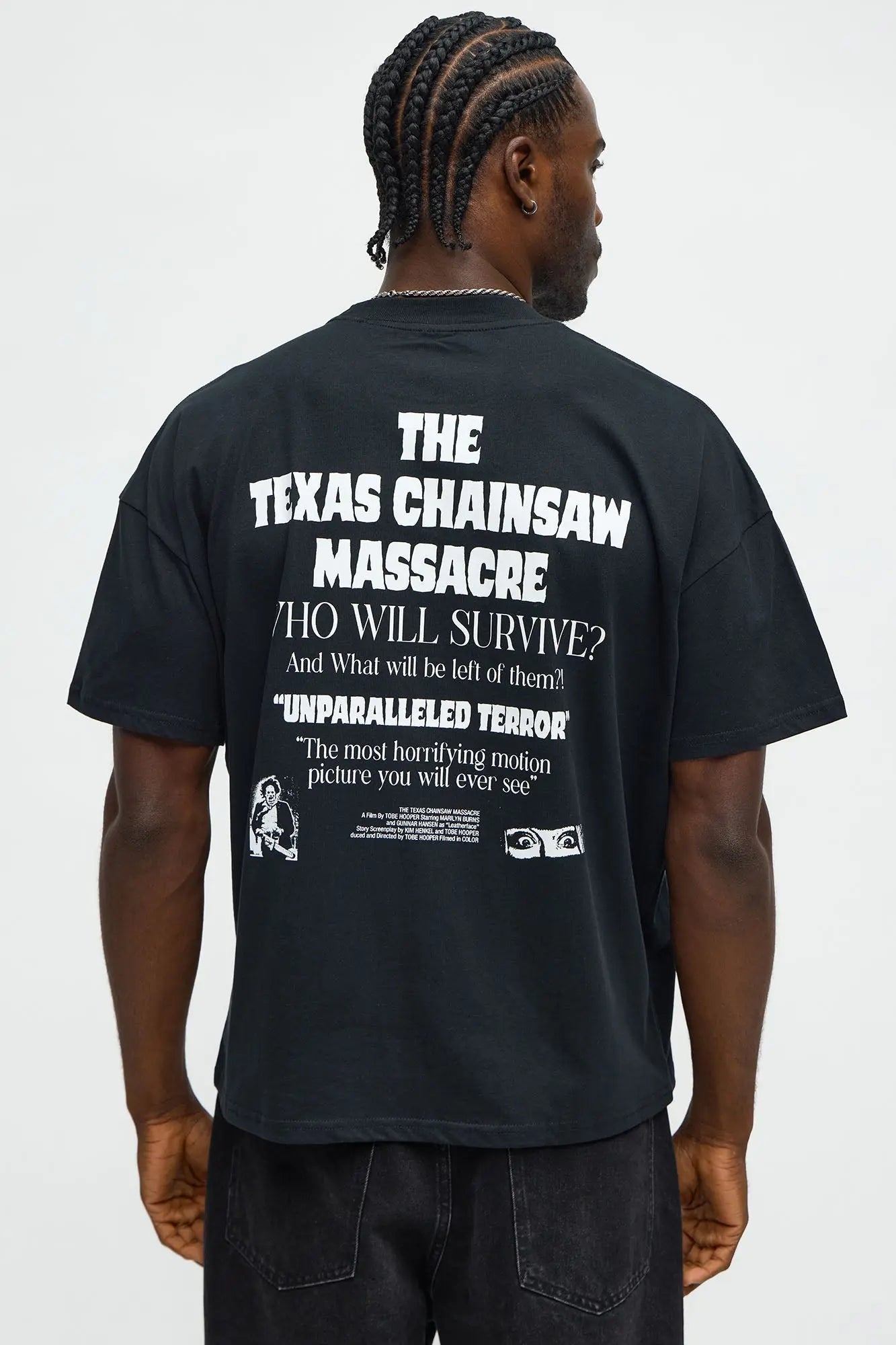 The Texas Chainsaw Massacre Who Will Survive Oversized Short Sleeve Tee - Black