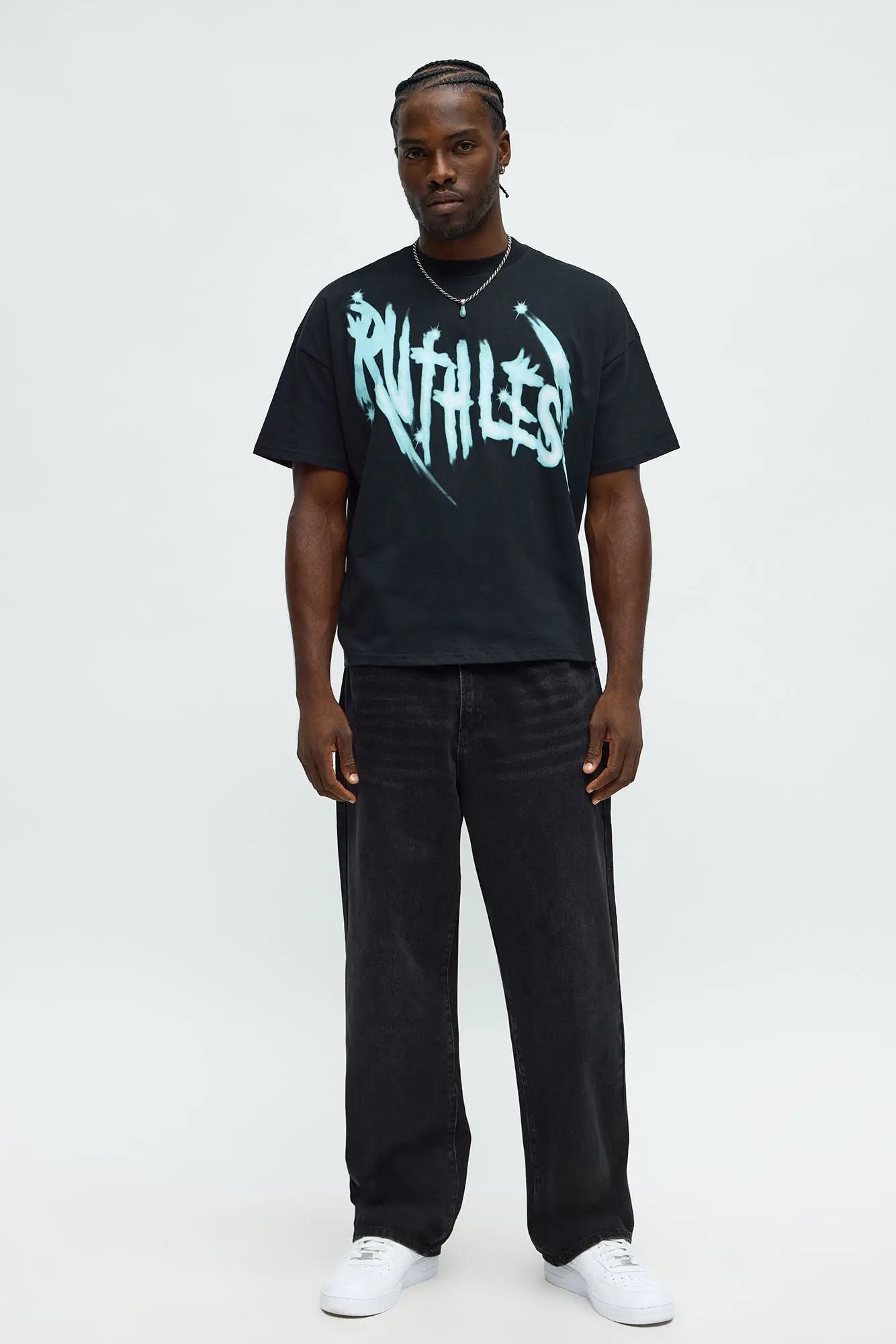 Ruthless Star Oversized Short Sleeve Tee - Black