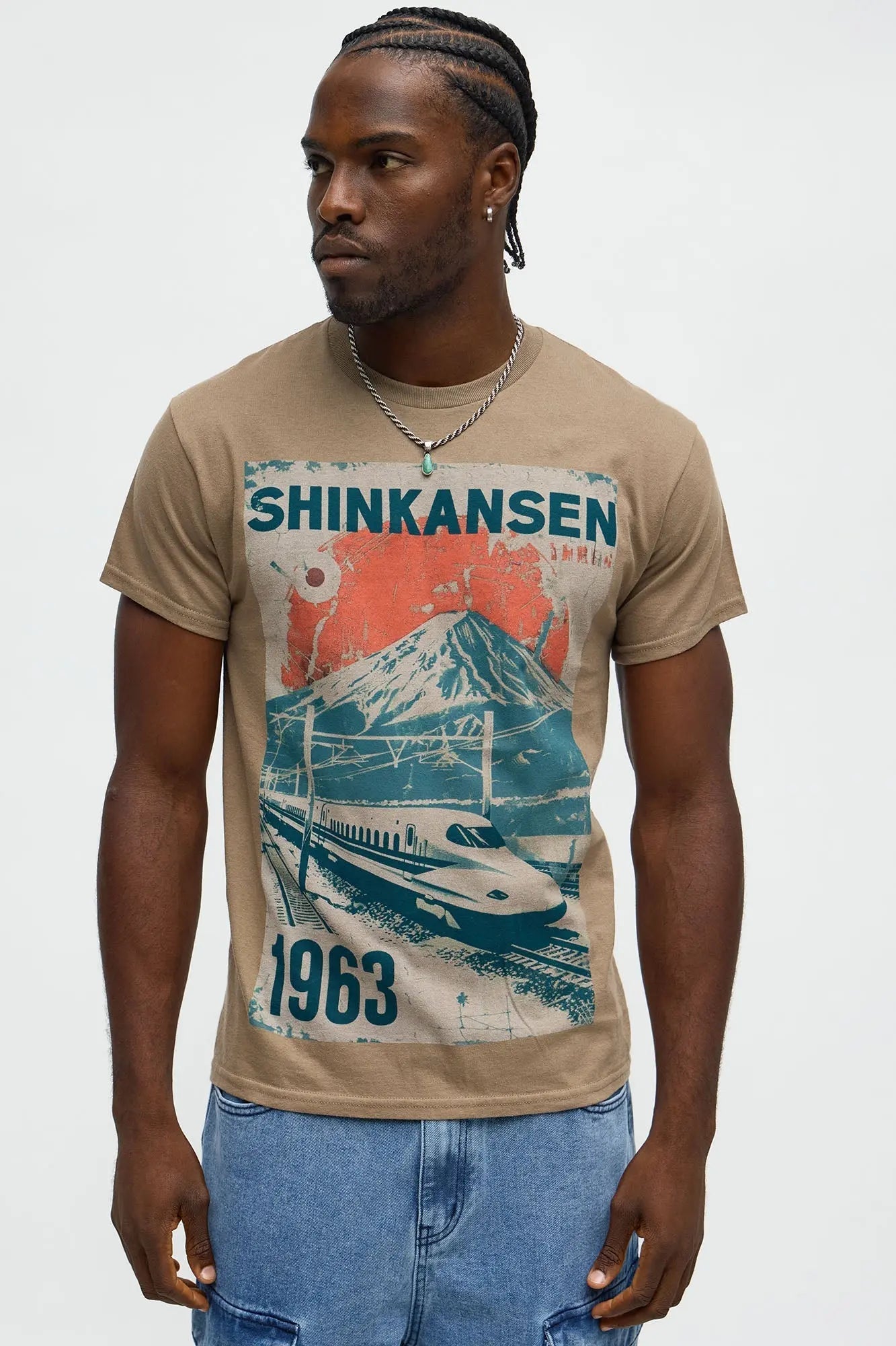 Shinkansen Bullet Train Short Sleeve Tee - Brown