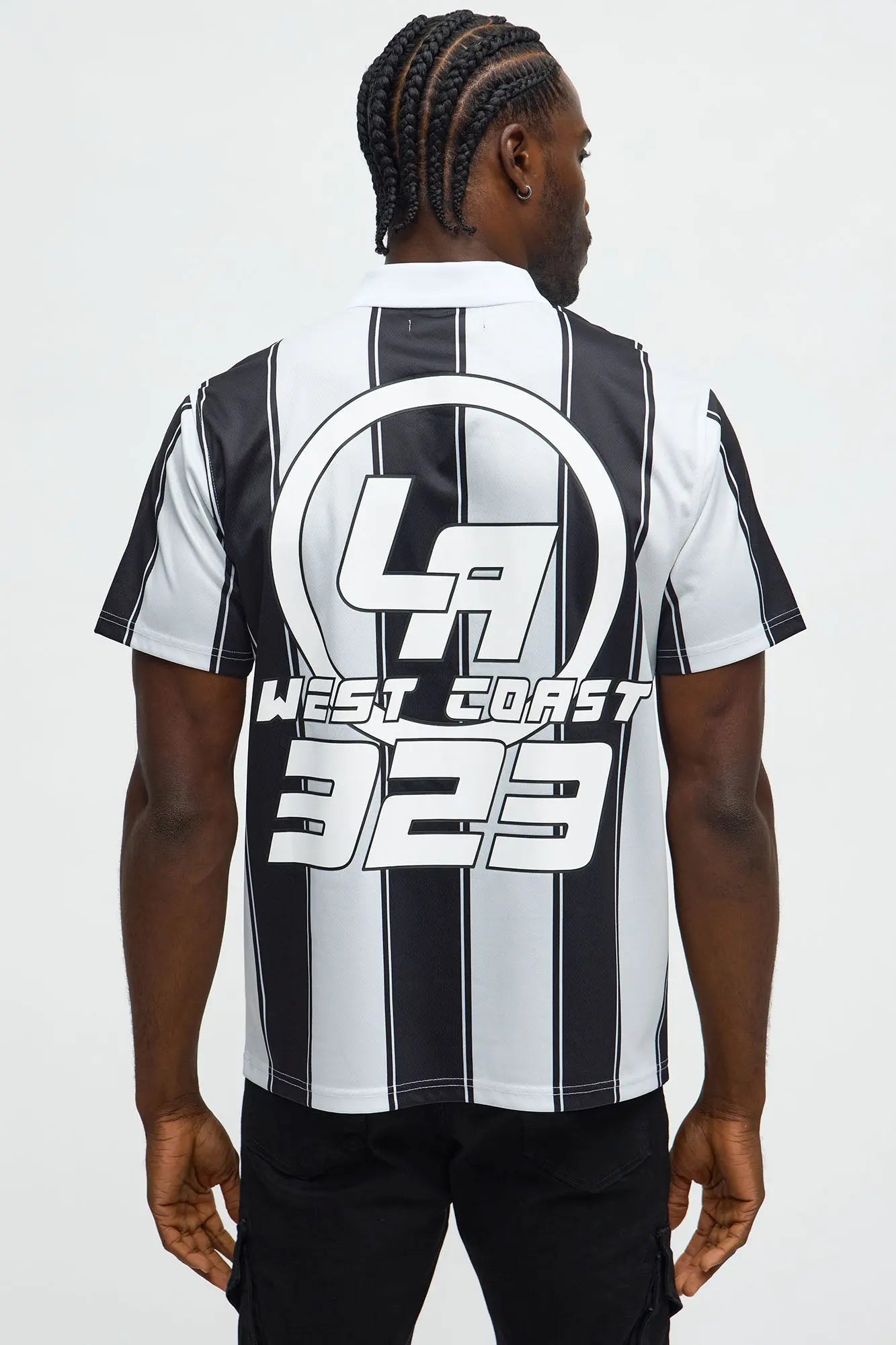323 LA Striped Polo Top - Black/White