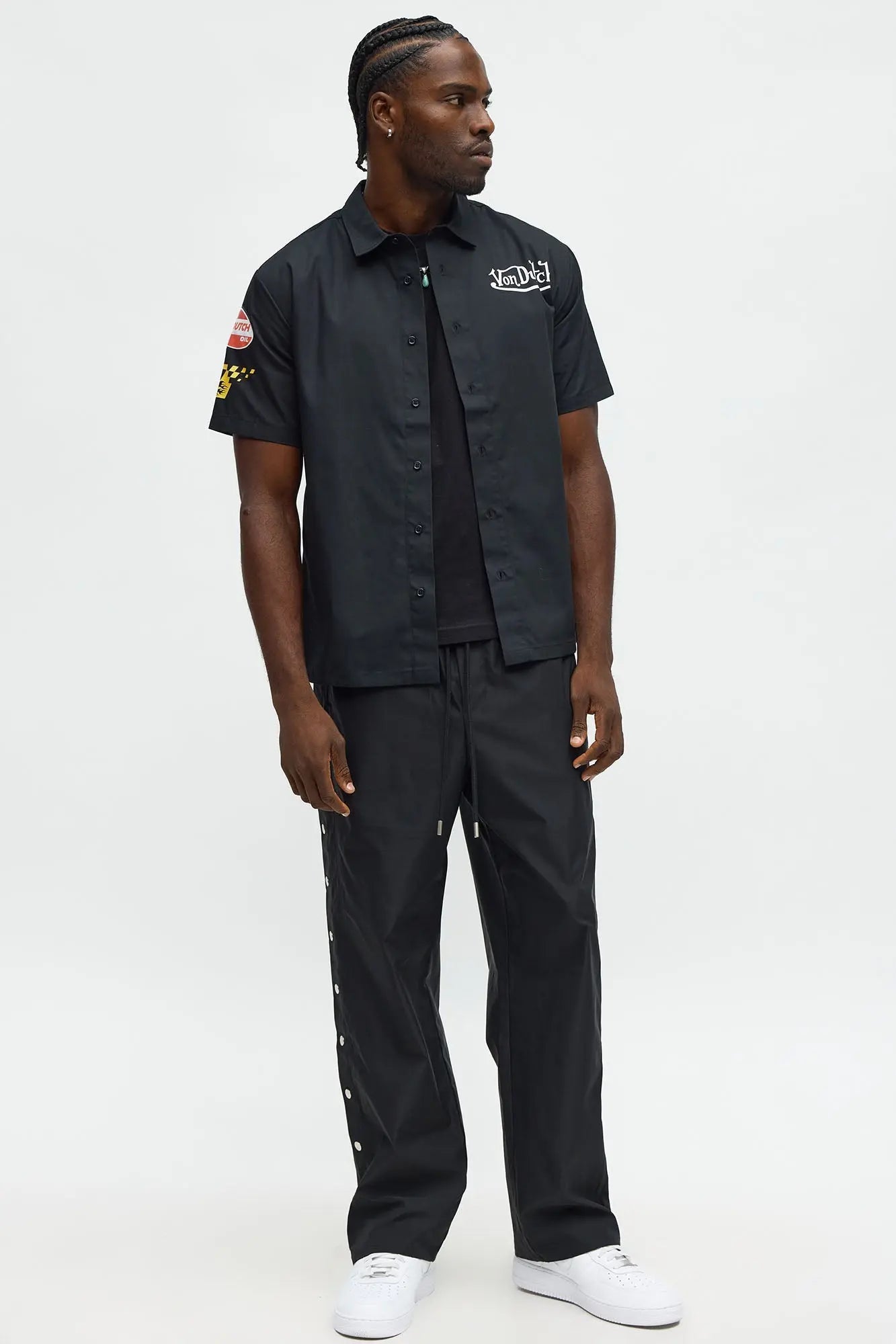 Baggy Lose Control Snap Button Pant - Black