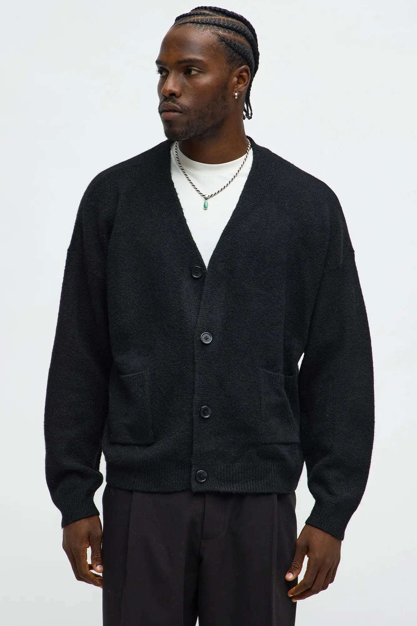 Cropped Harbor Ash Cardigan - Black