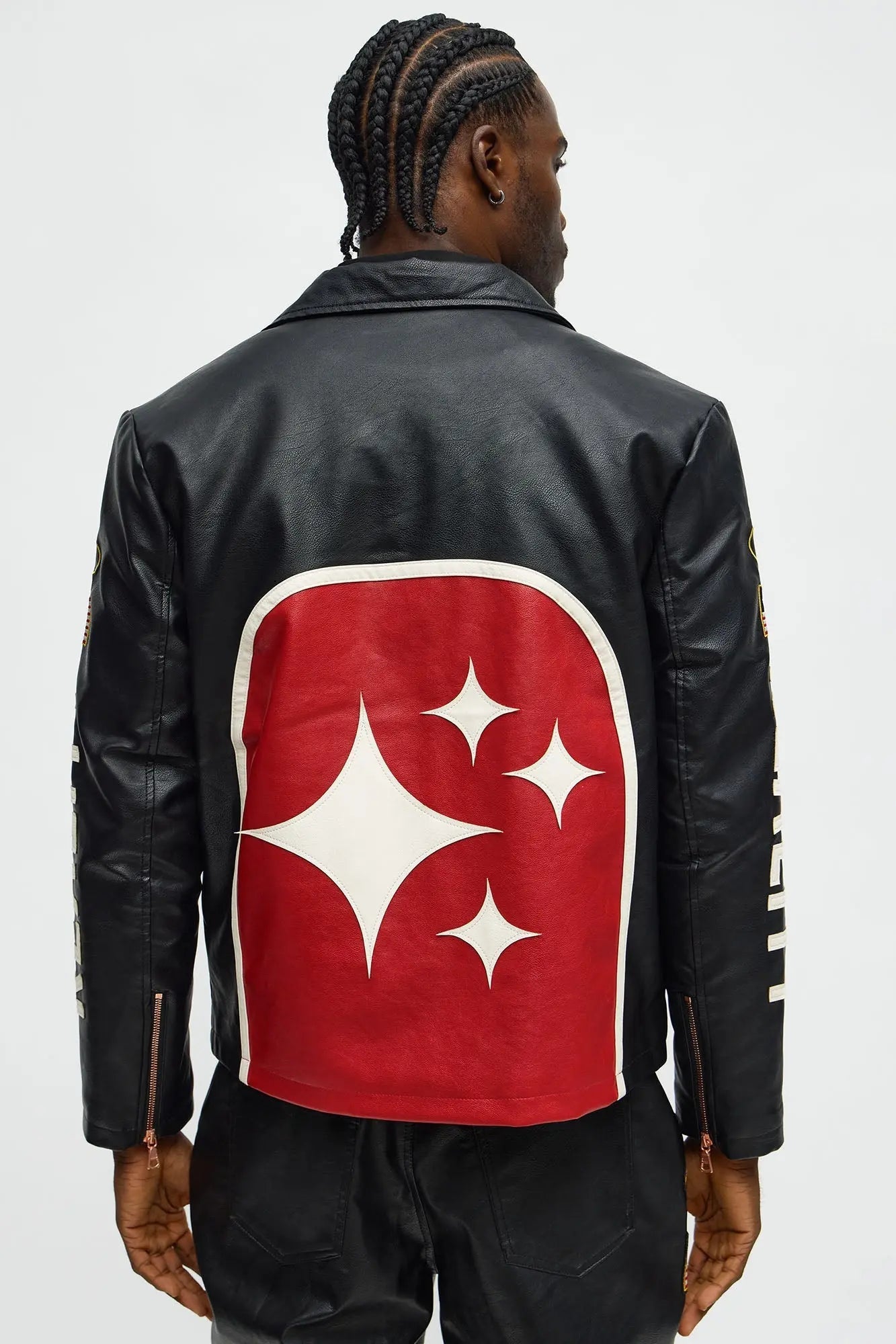 Free Your Mind Faux Leather Racing Jacket - Black/combo