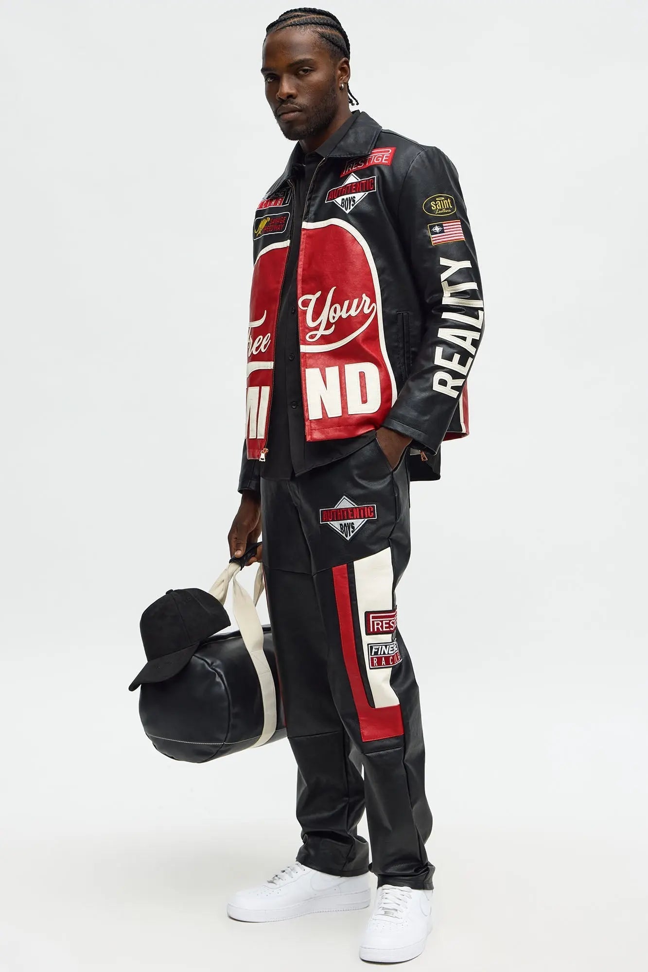 Straight Free Your Mind Faux Leather Racing Pant - Black/combo
