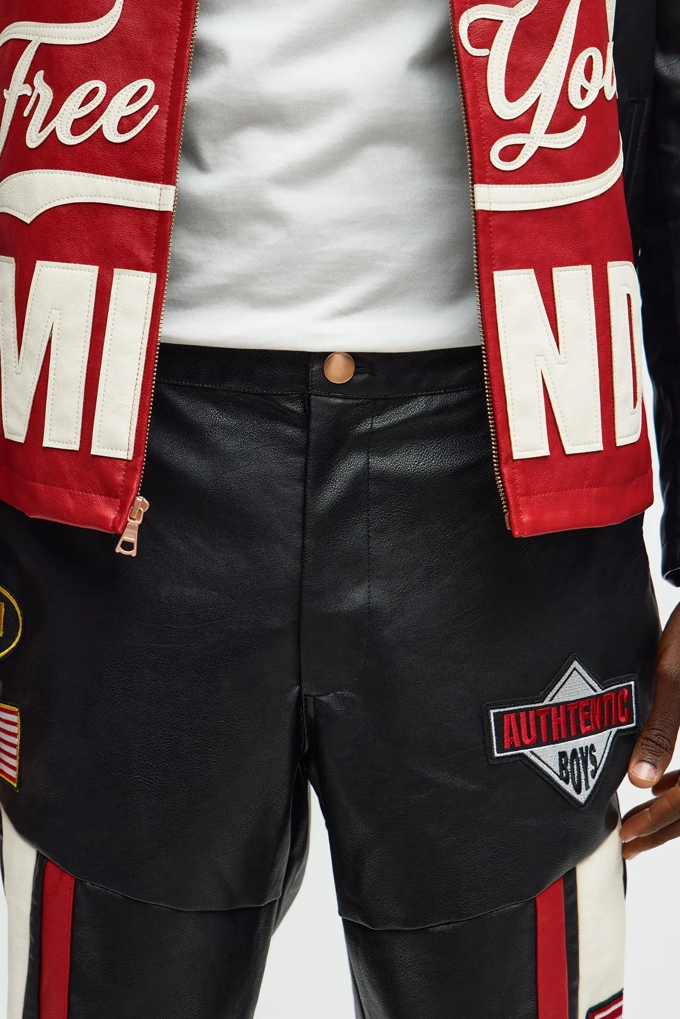 Straight Free Your Mind Faux Leather Racing Pant - Black/combo