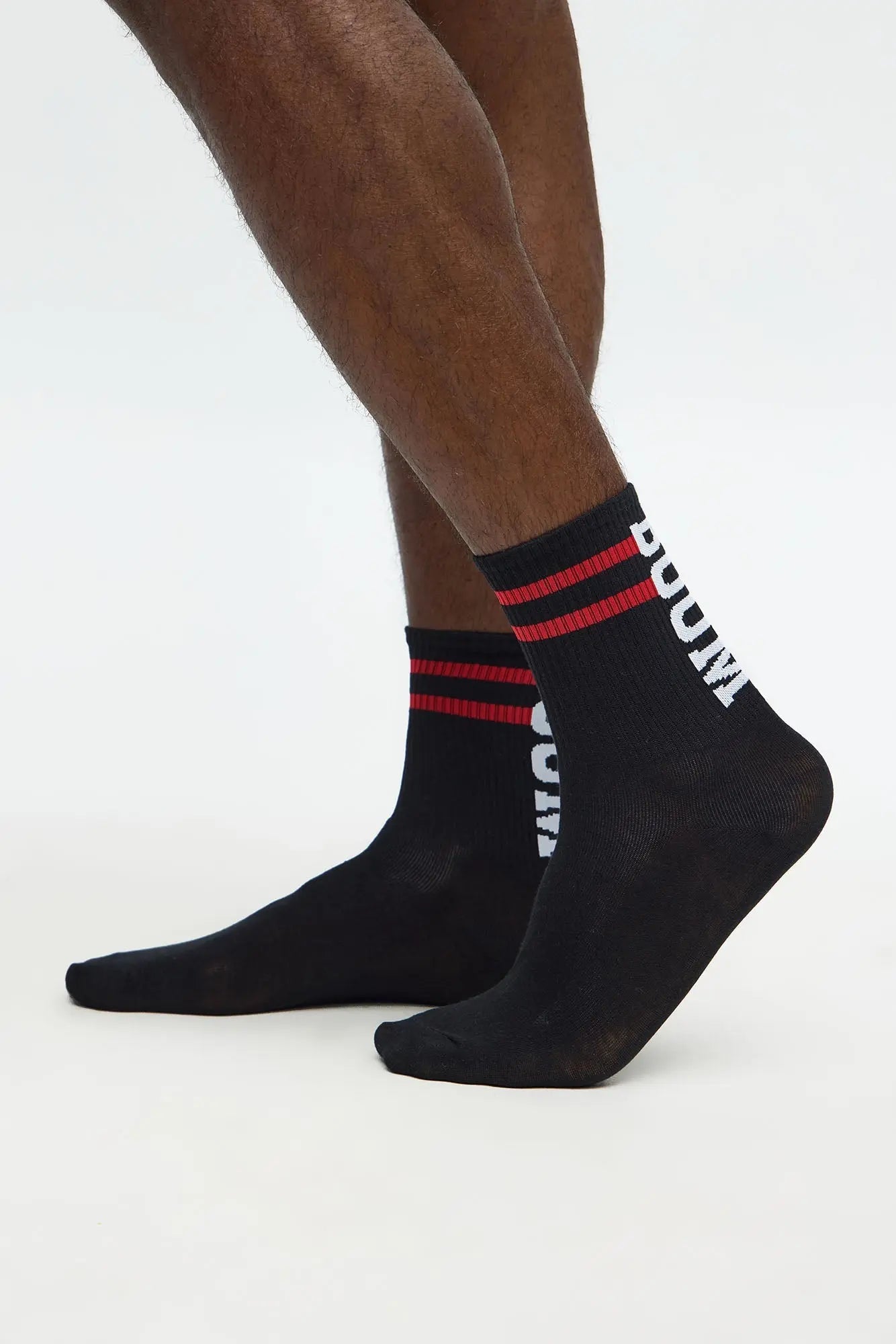 Boom Collegiate Ribbed Crew Sock - Black