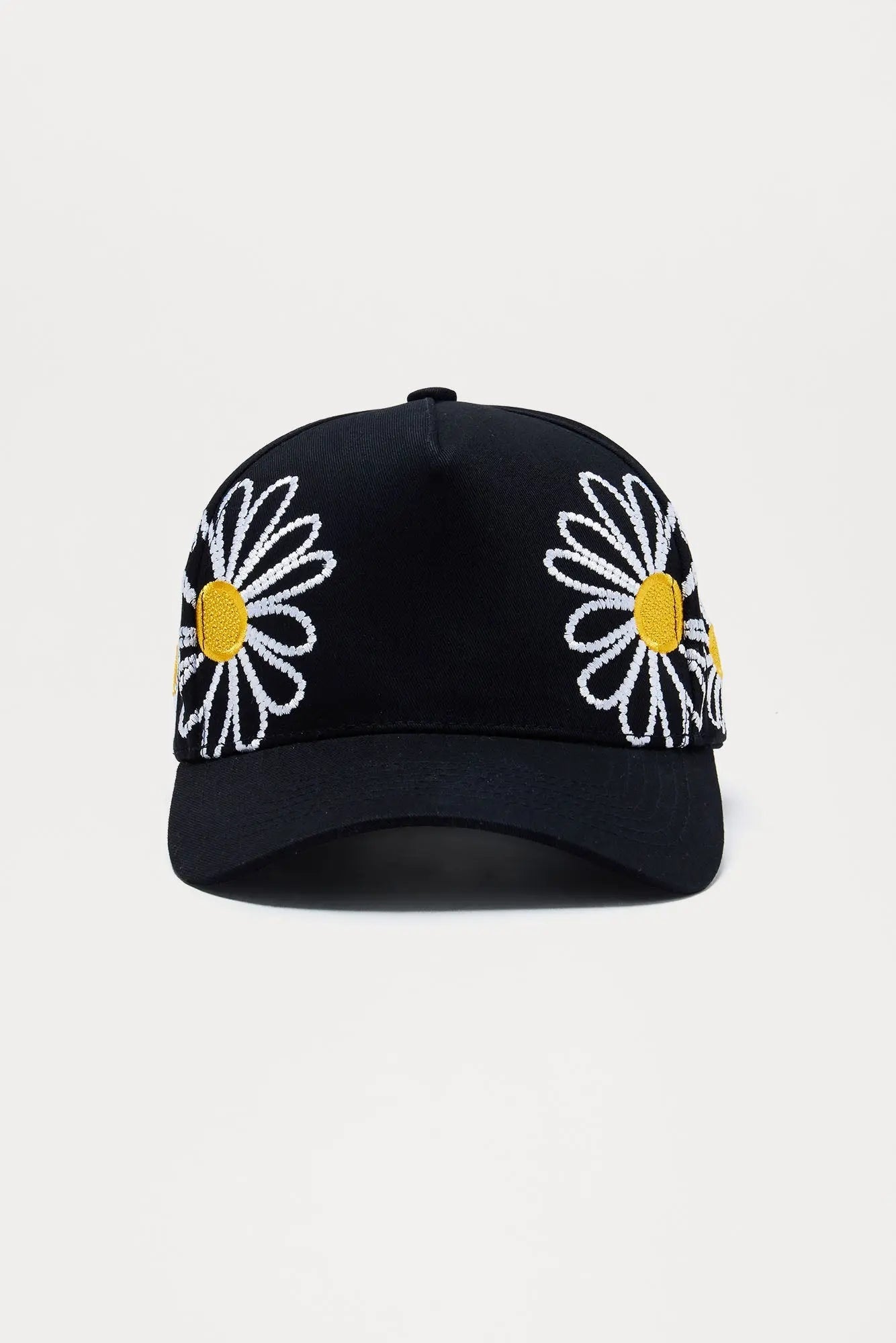 Wild Flower Structured Snapback Hat - Black