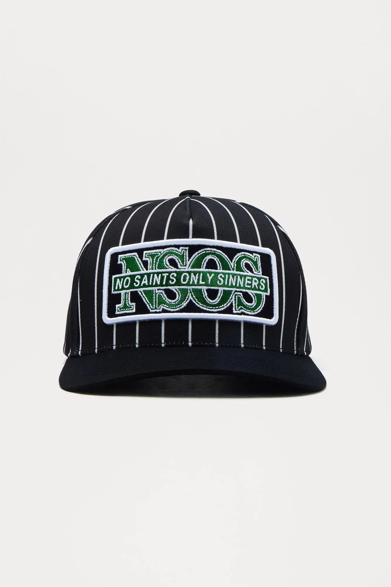 No Saint Pinstripe Structured Snapback Hat - Black
