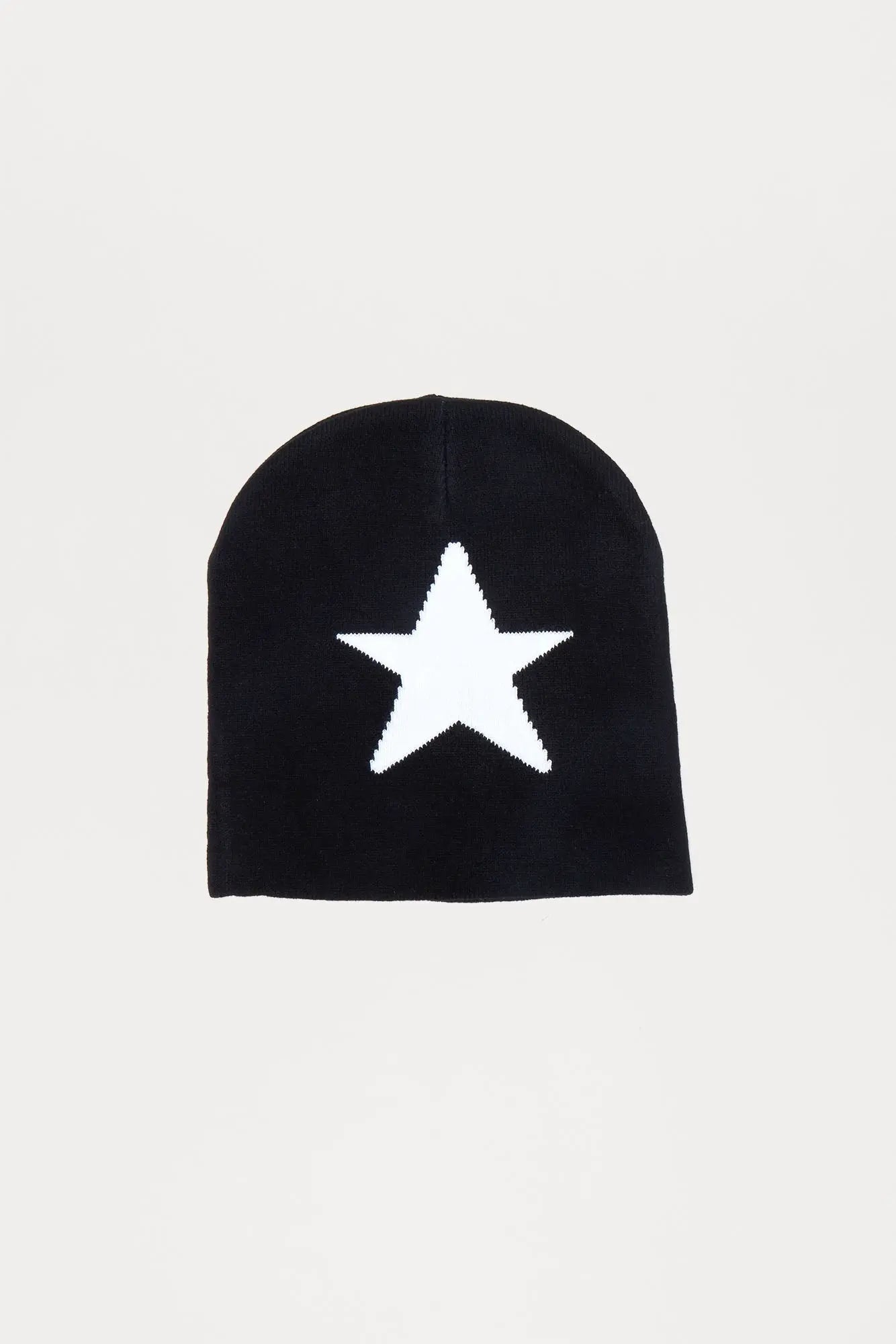 Star Color Block Skull Fit Beanie - Black/White