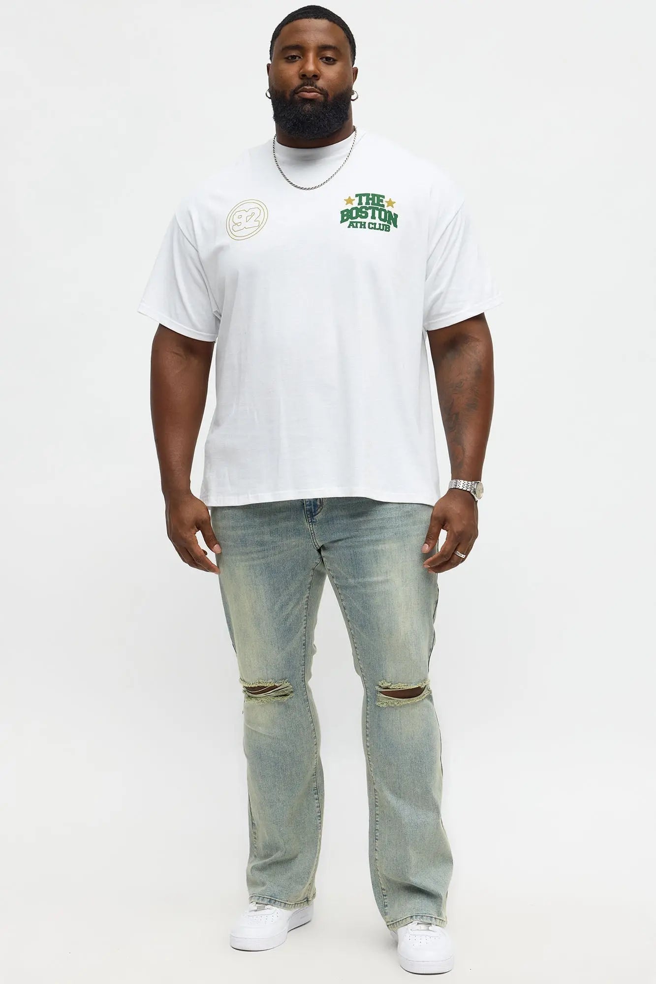 Stacked Skinny Flare Not Too Much Distressed Jean - Medium Wash
