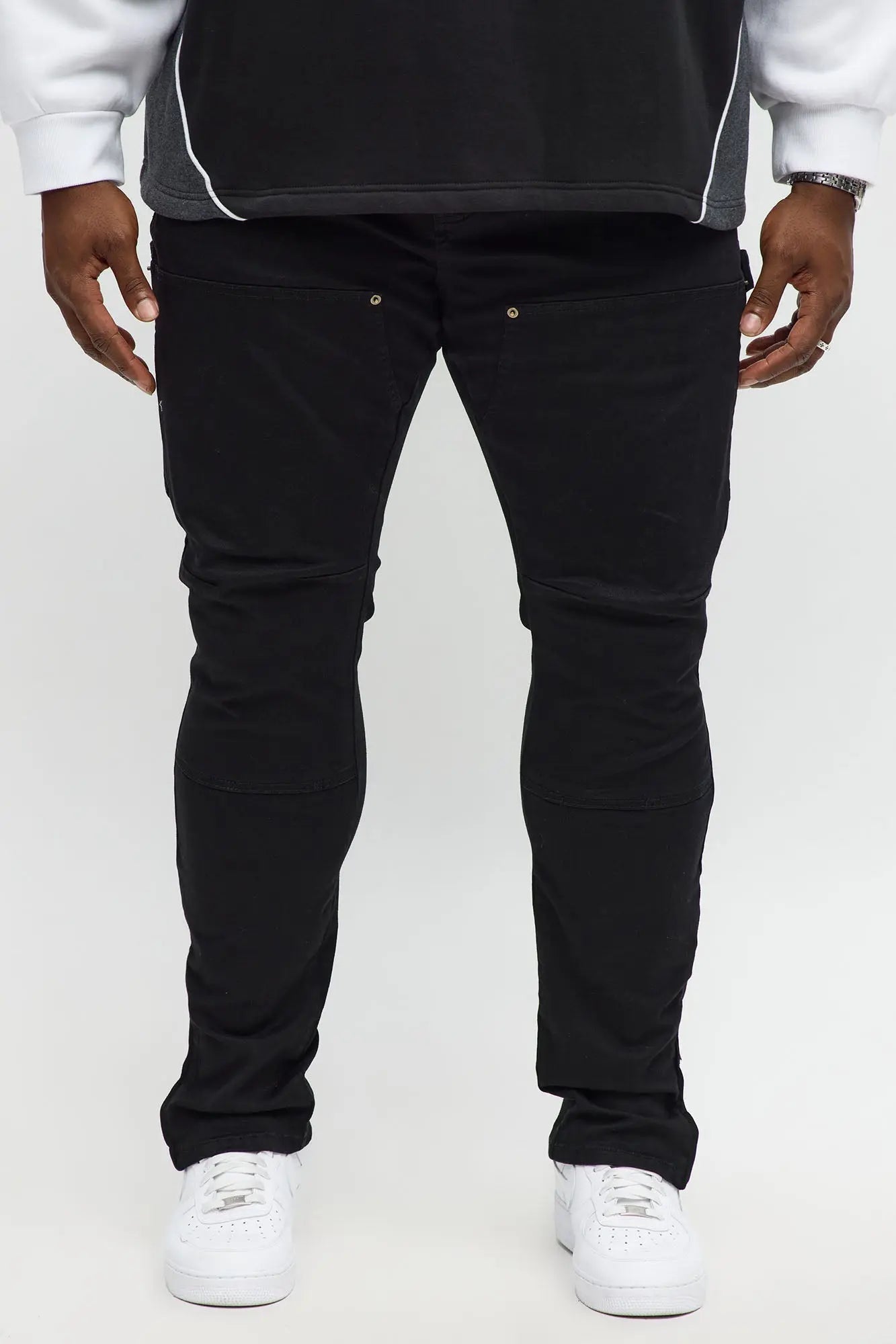 Stacked Skinny Carpenter Zipper Pant - Black