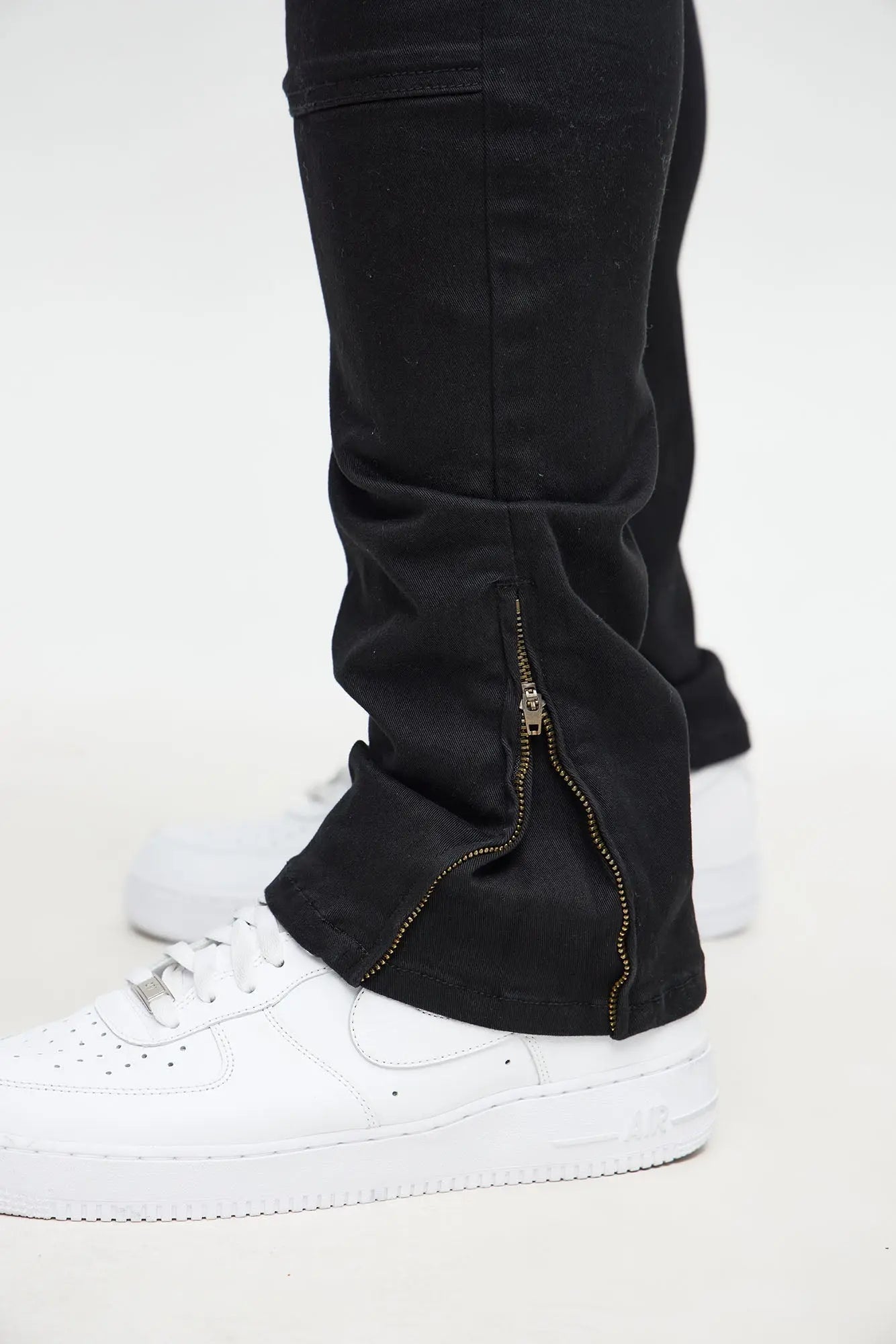 Stacked Skinny Carpenter Zipper Pant - Black