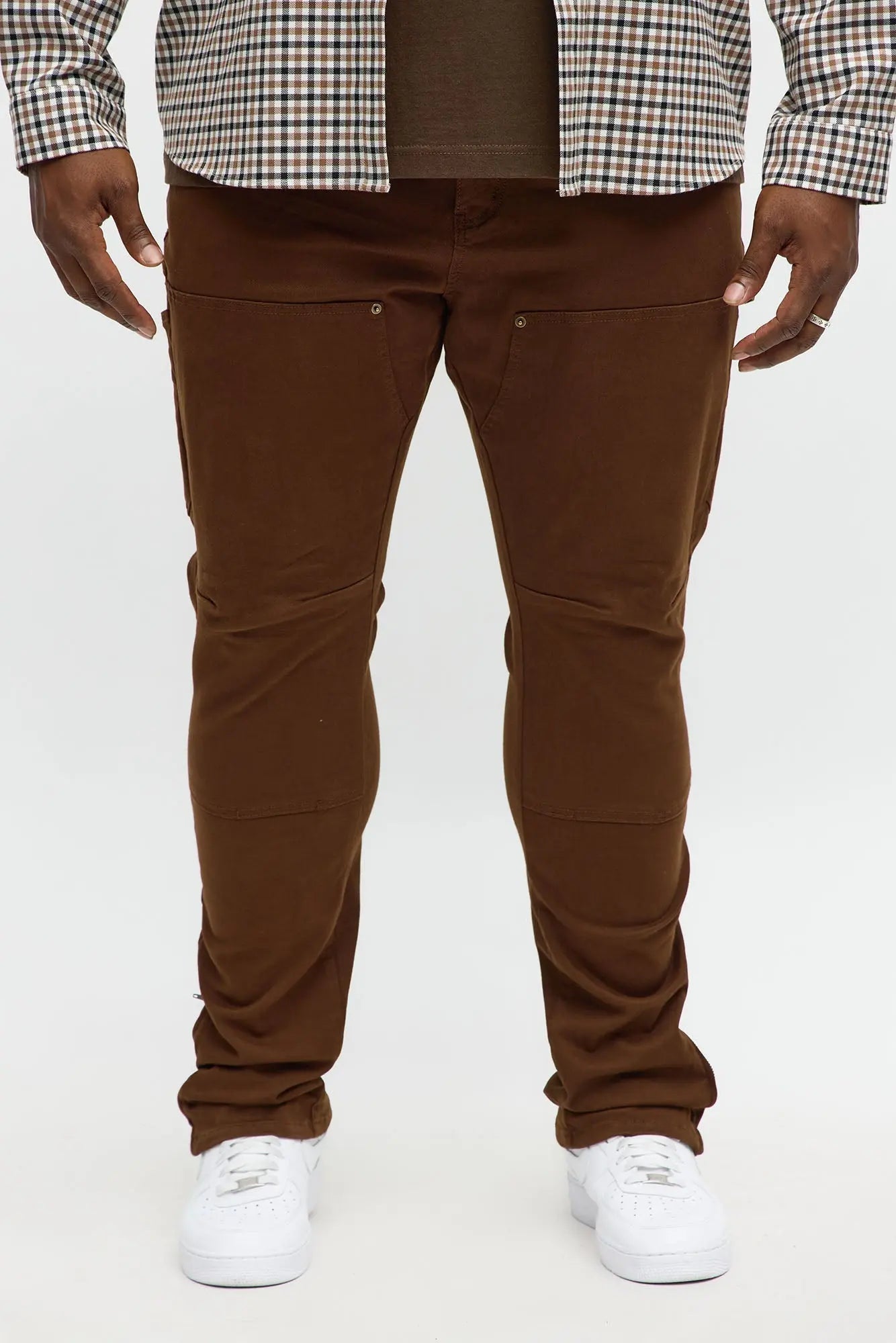 Stacked Skinny Carpenter Zipper Pant - Brown