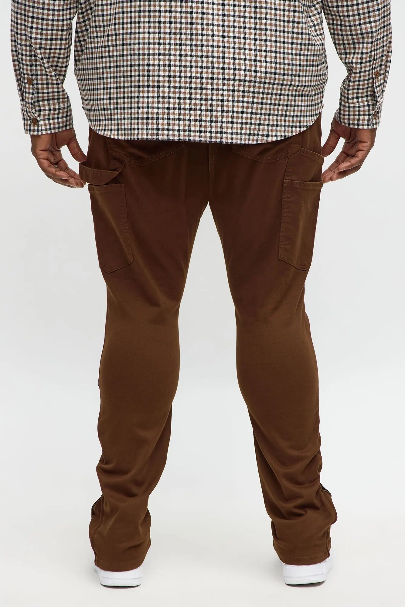 Stacked Skinny Carpenter Zipper Pant - Brown