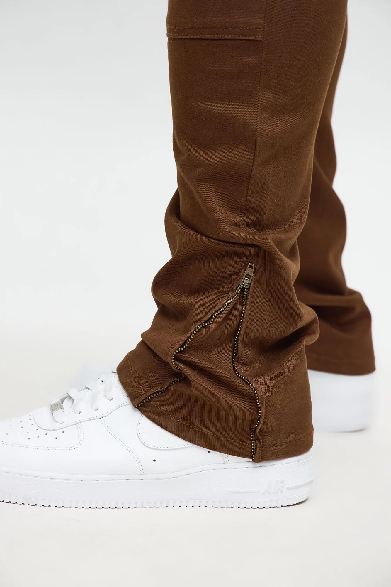 Stacked Skinny Carpenter Zipper Pant - Brown