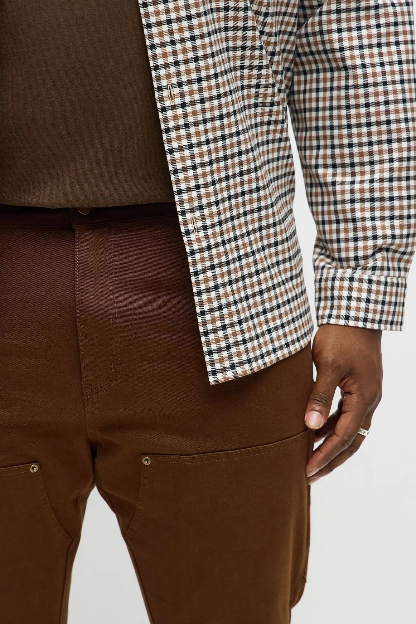Stacked Skinny Carpenter Zipper Pant - Brown