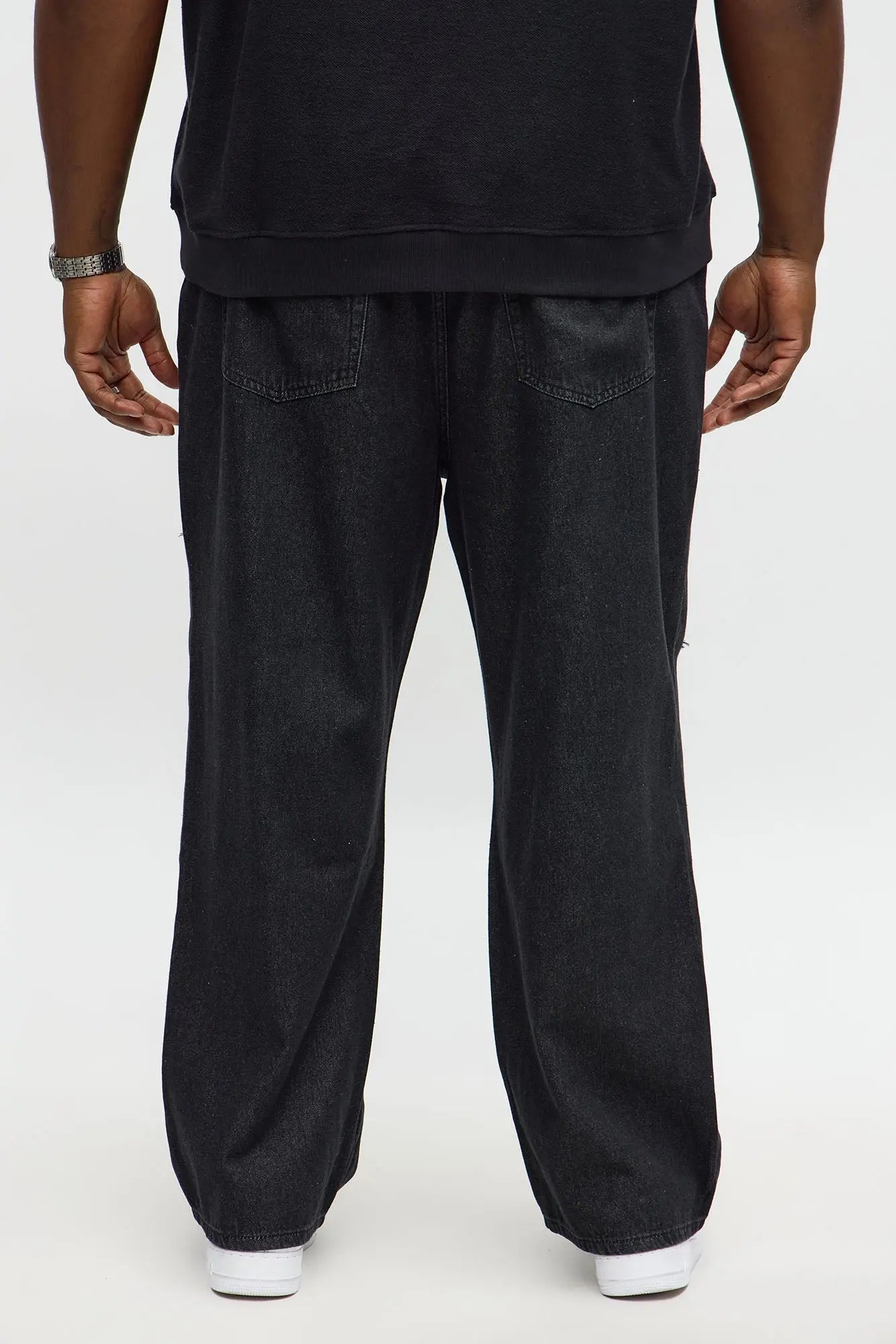 Baggy Shred Destructed Jean - Black Wash
