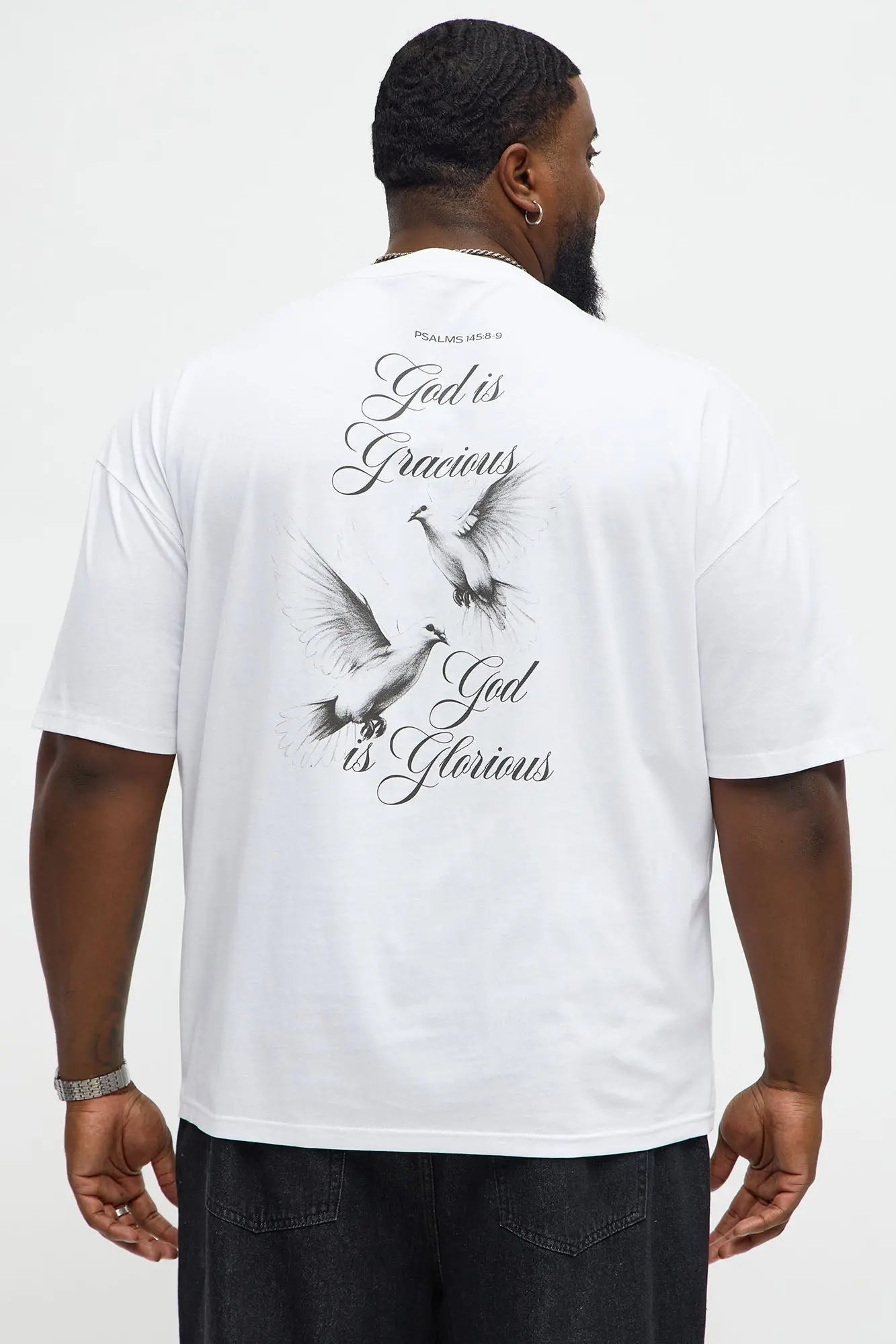 God Is Gracious Oversized Short Sleeve Tee - White