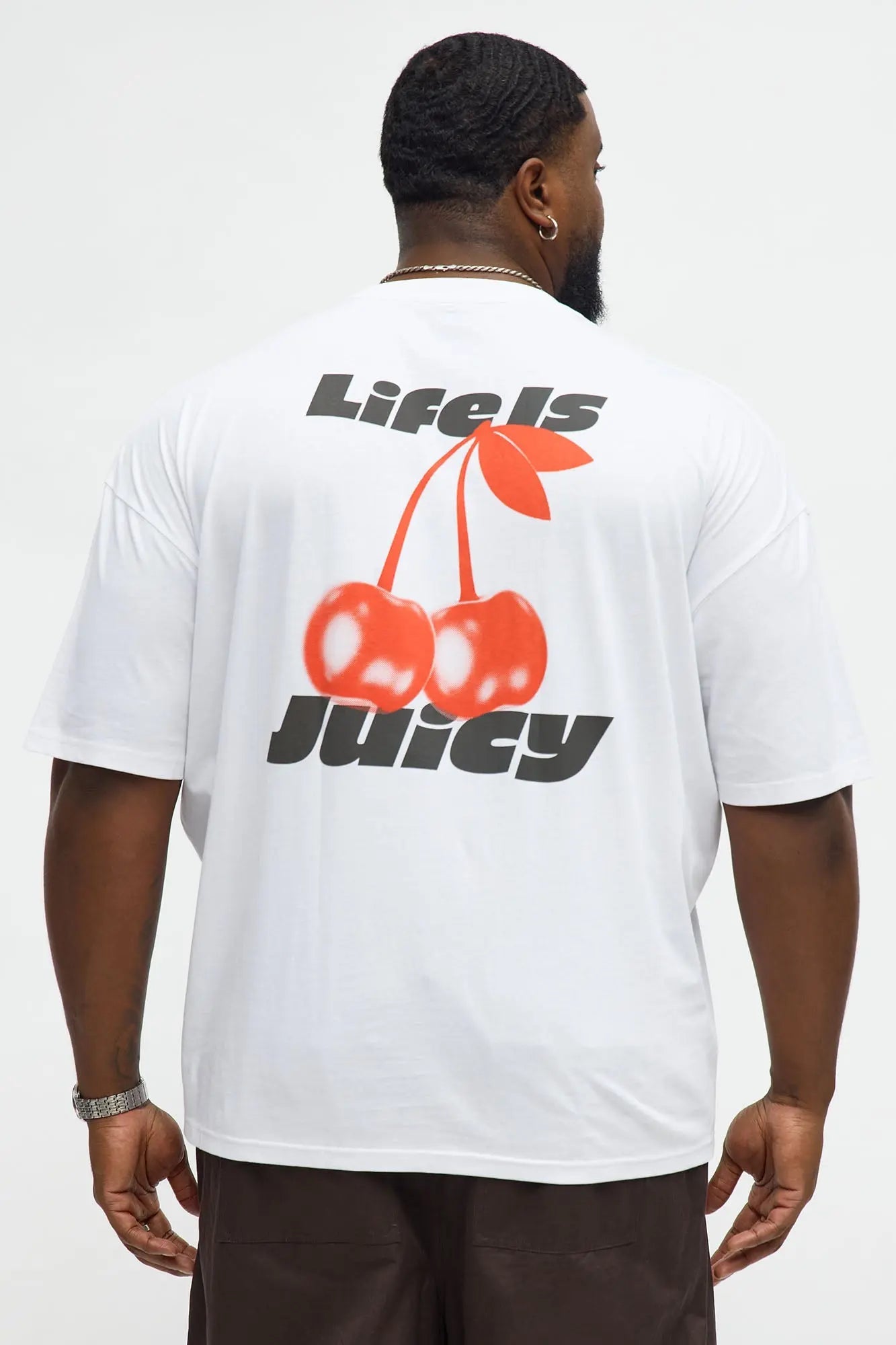 Life Is Juicy Oversized Short Sleeve Tee - White
