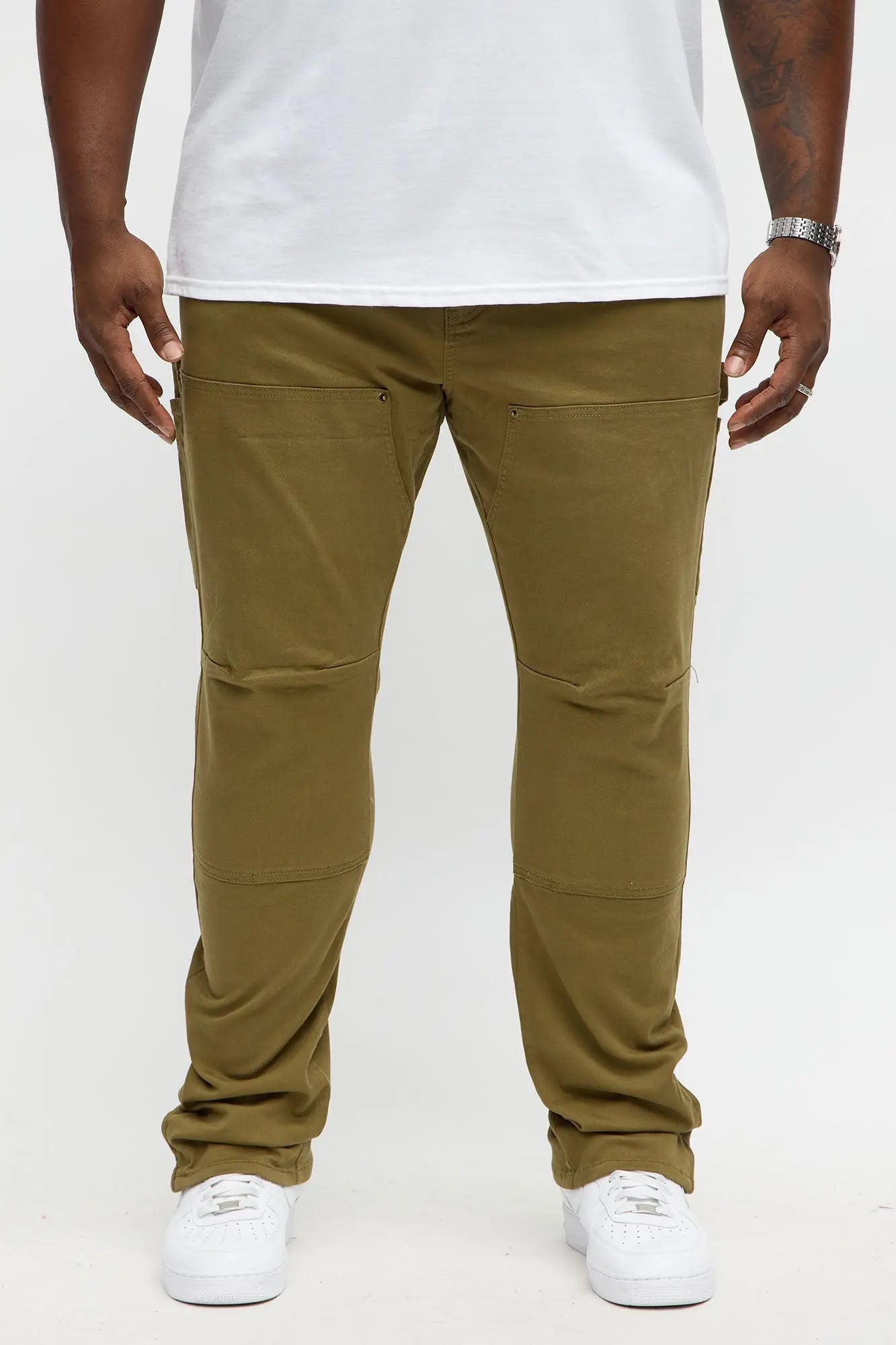 Stacked Skinny Carpenter Zipper Pant - Olive