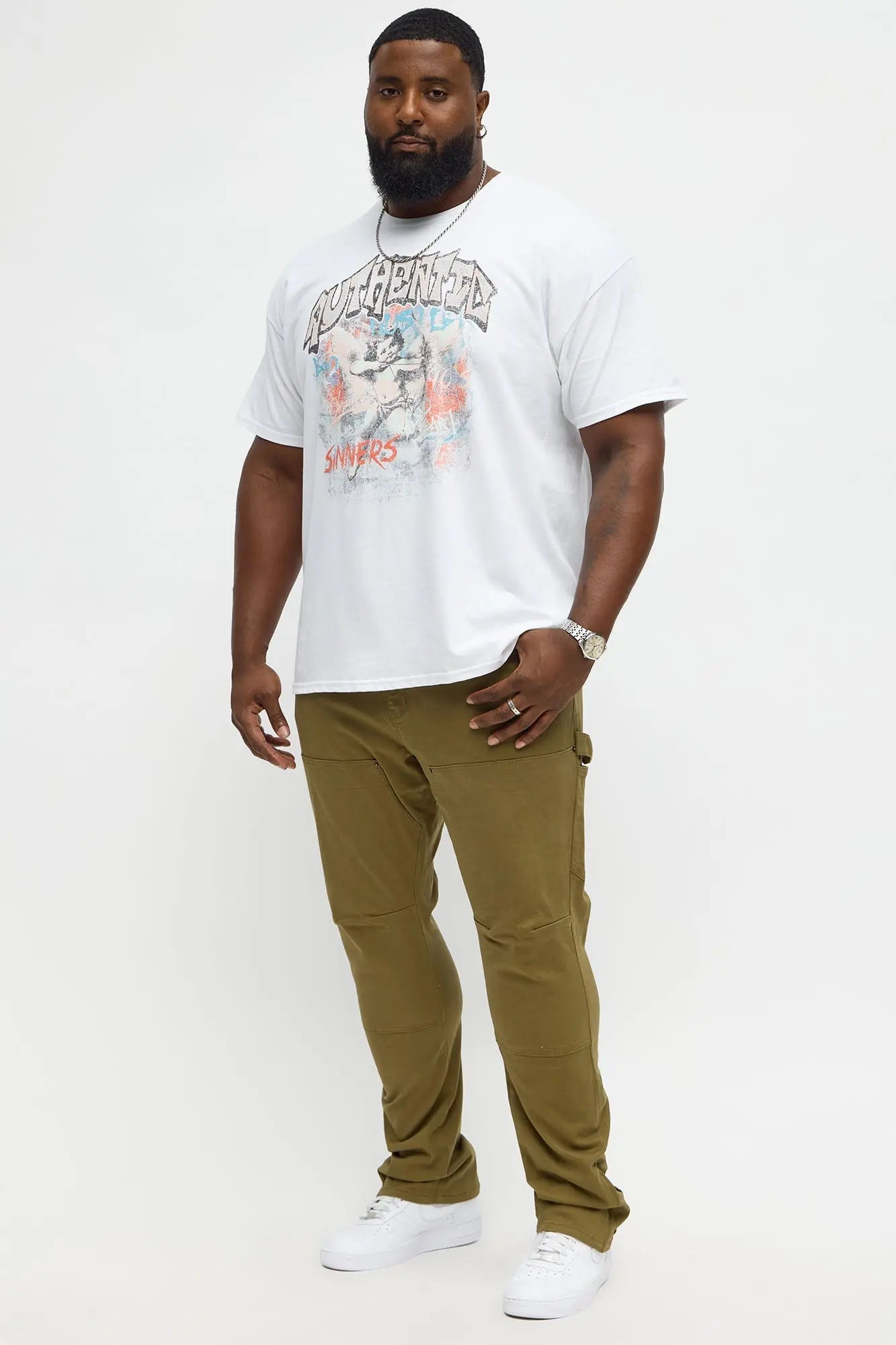 Stacked Skinny Carpenter Zipper Pant - Olive