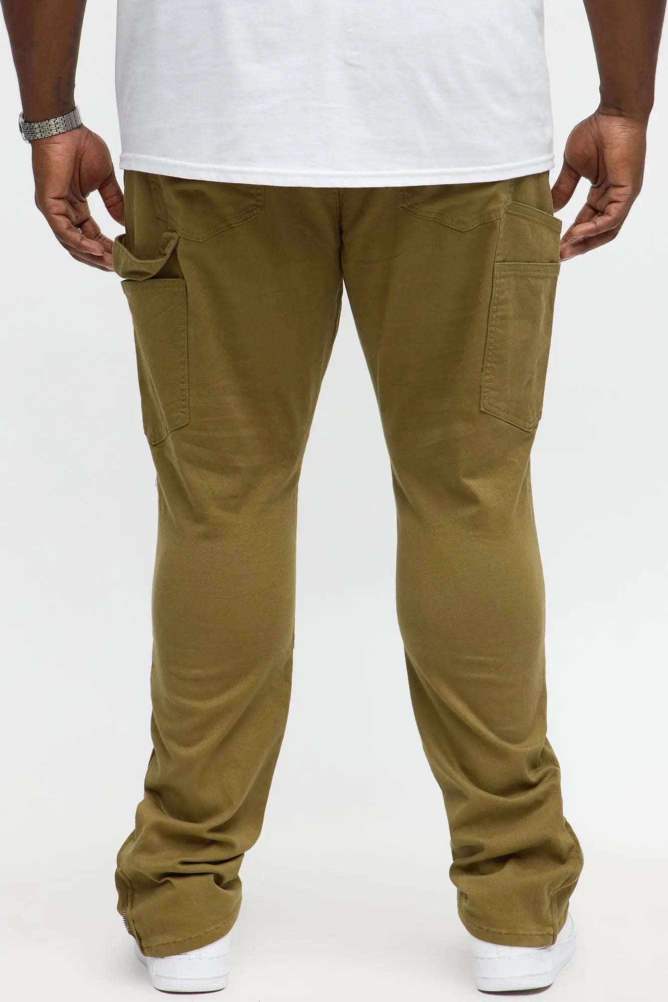Stacked Skinny Carpenter Zipper Pant - Olive
