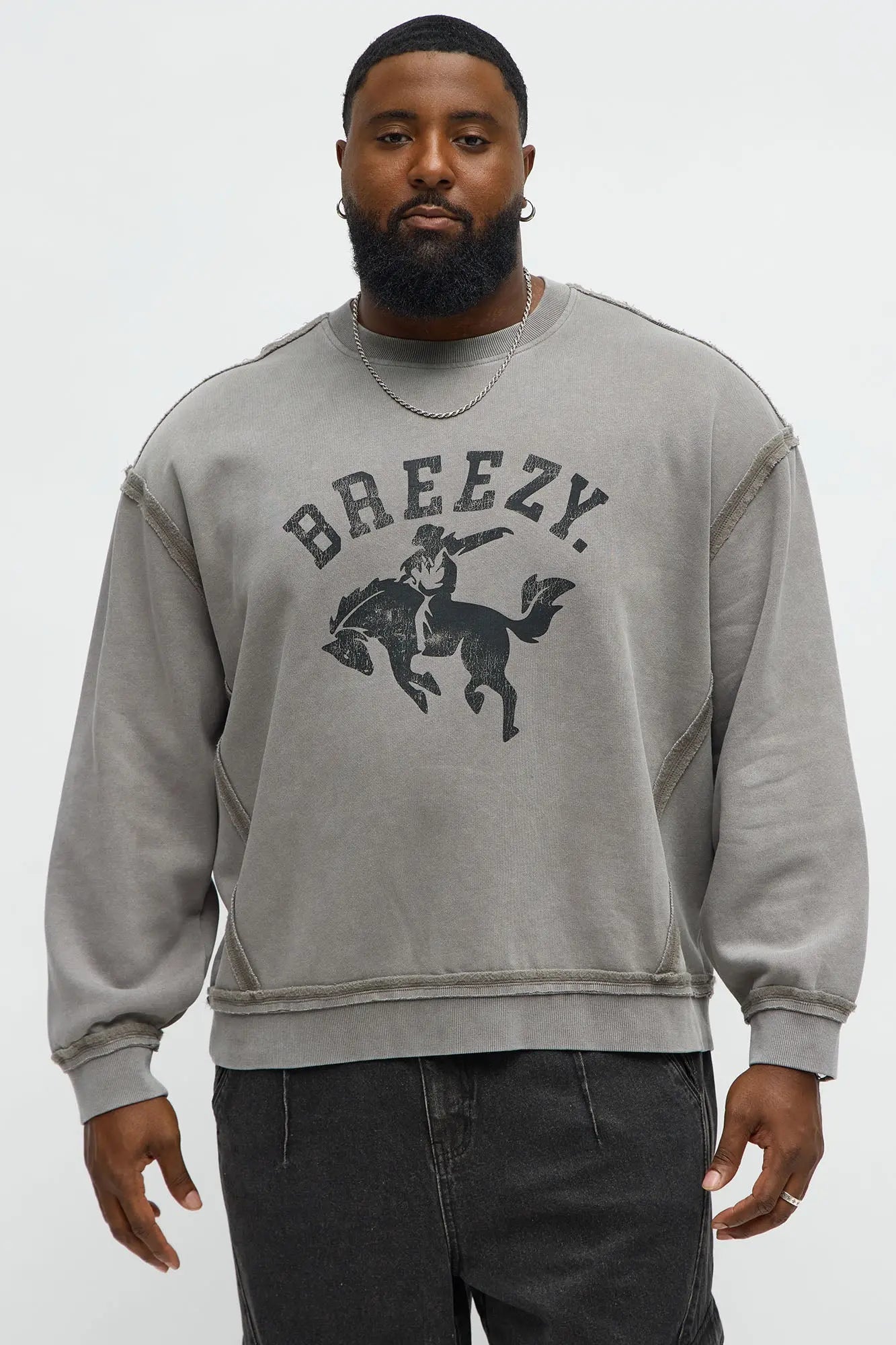 Tyson Breezy Exposed Seams Crewneck Sweatshirt - Grey