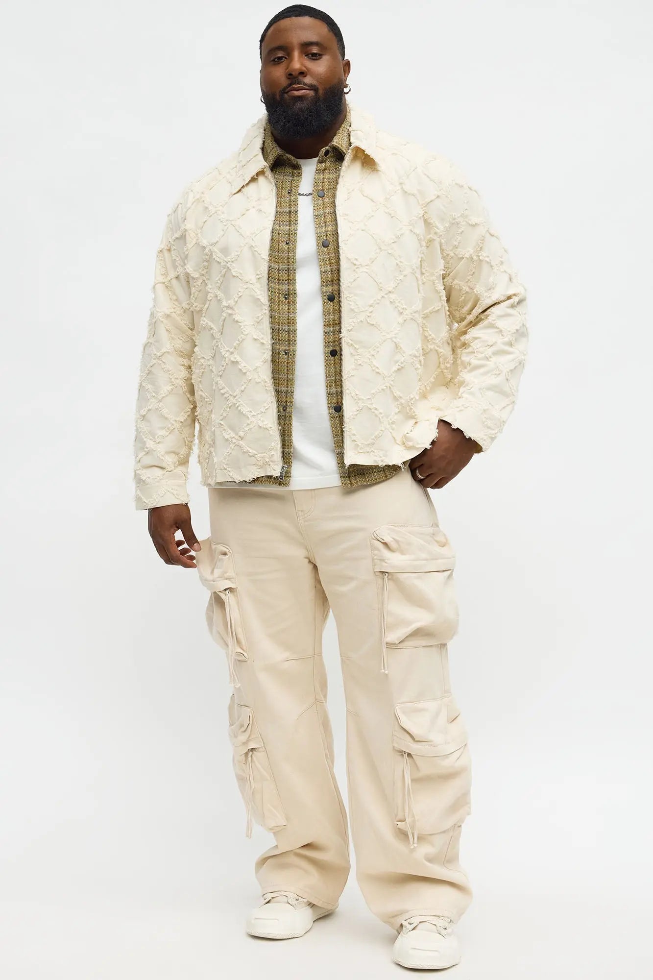 Baggy Ryo Cargo Pants - Cream