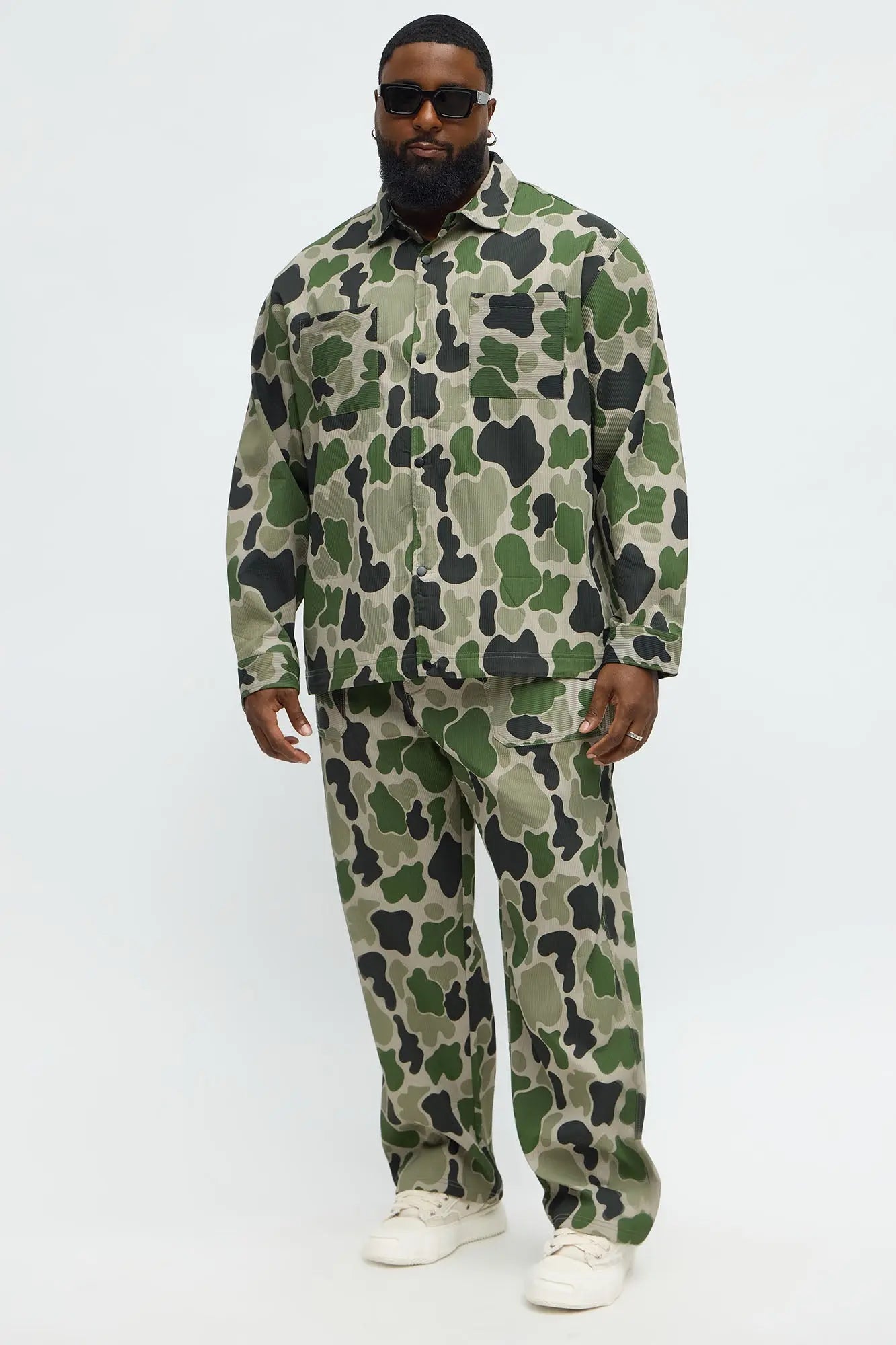 Hidden Long Sleeve Button Up Shirt - Camouflage