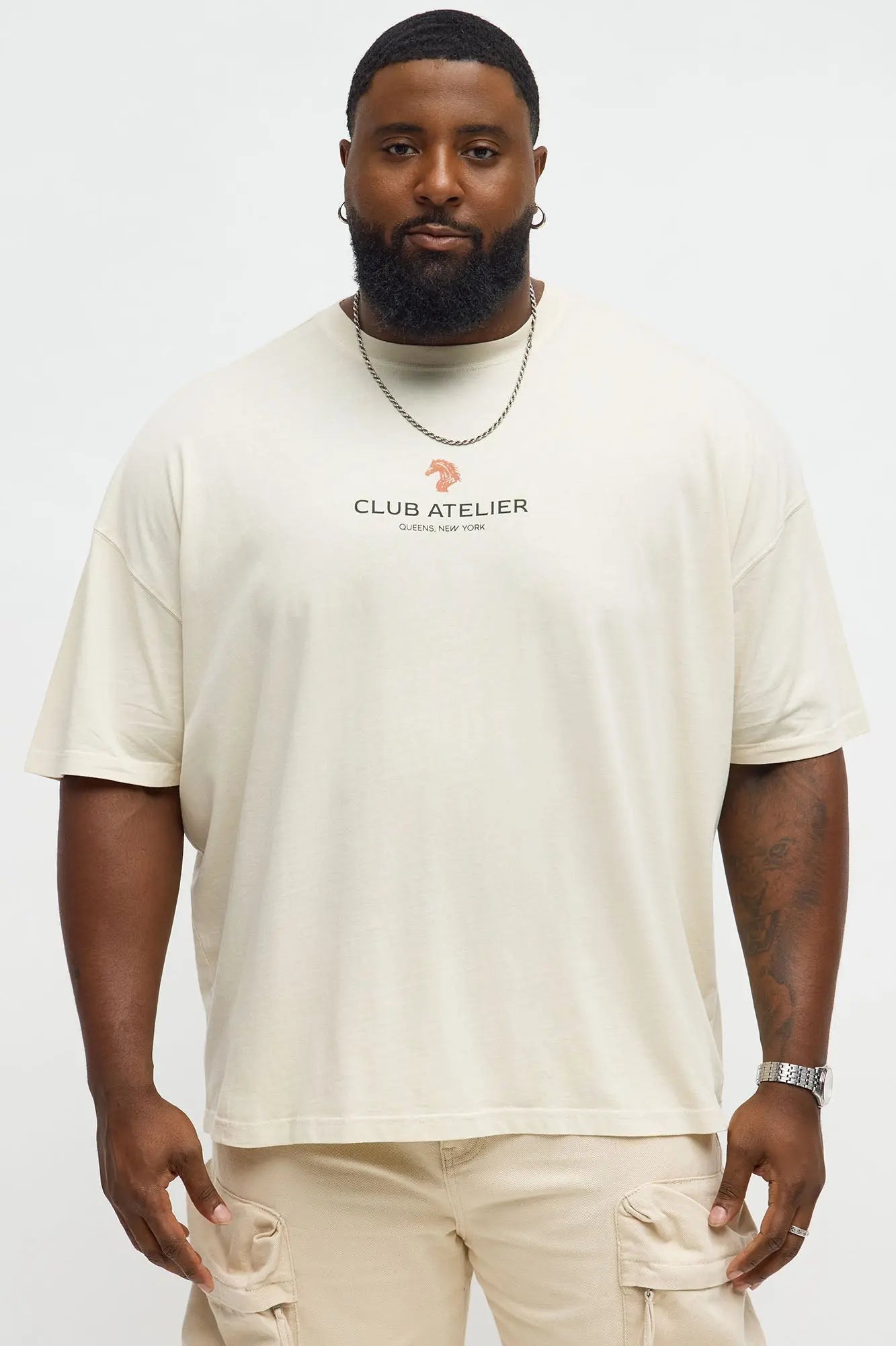 NYC Club Atelier Oversized Short Sleeve Tee - Cream