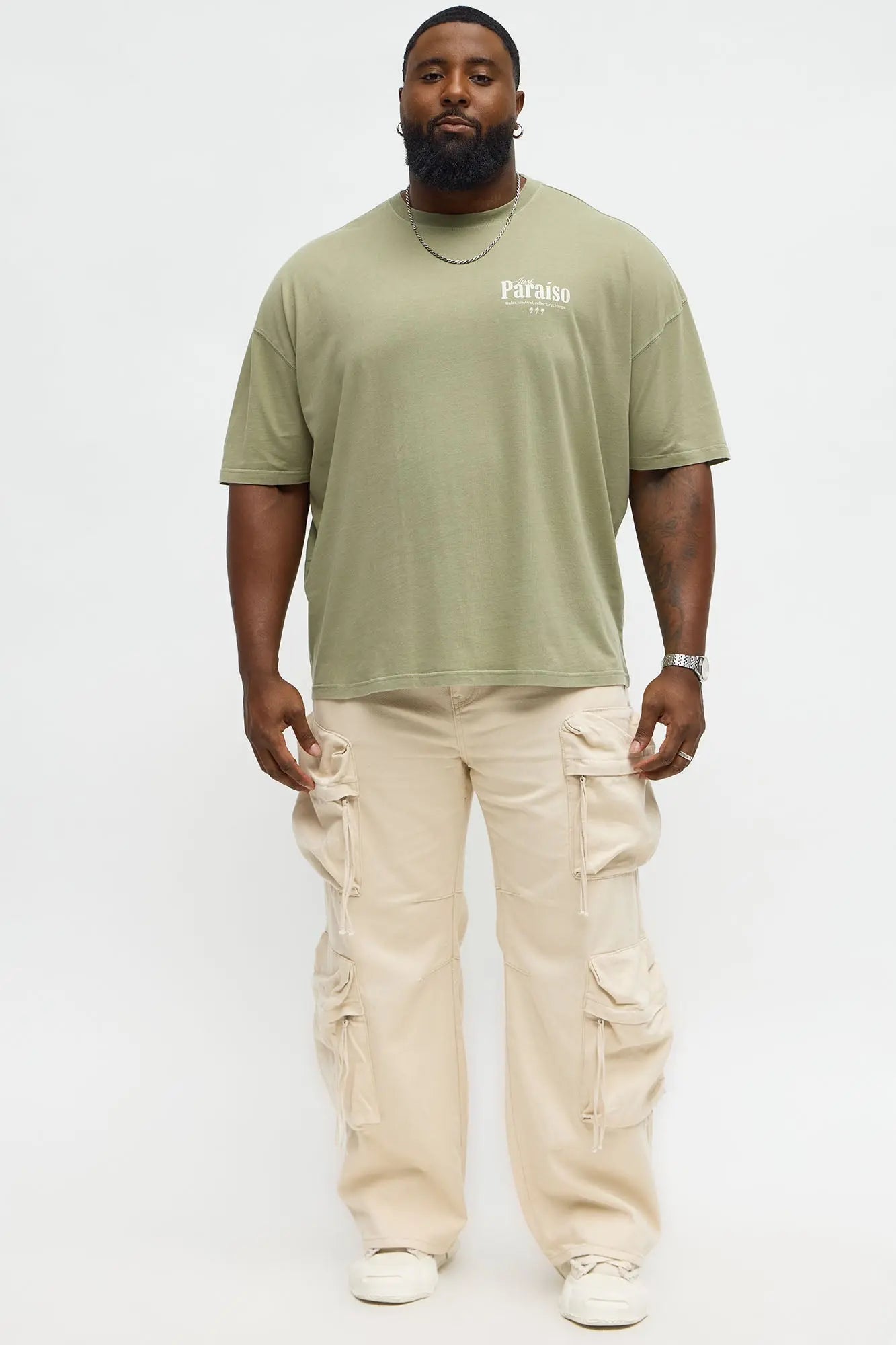 Just Paradise Oversized Short Sleeve Tee - Olive