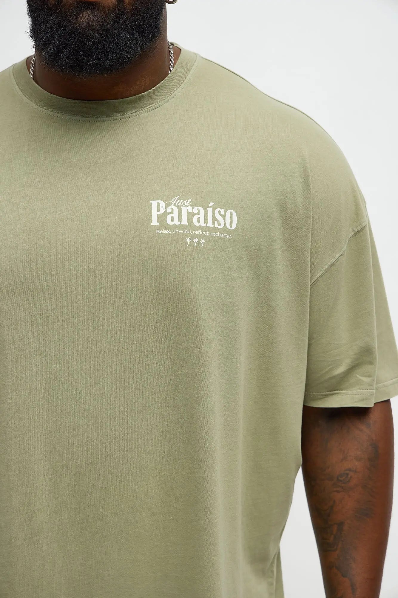 Just Paradise Oversized Short Sleeve Tee - Olive