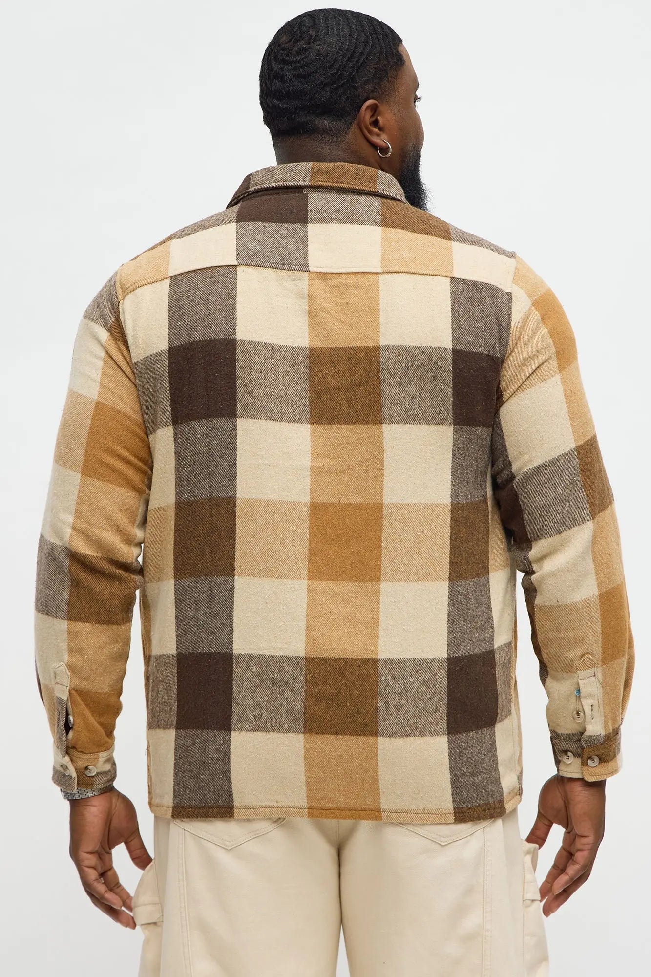 Southpole Plaid Long Sleeve Button Up Shirt - Khaki